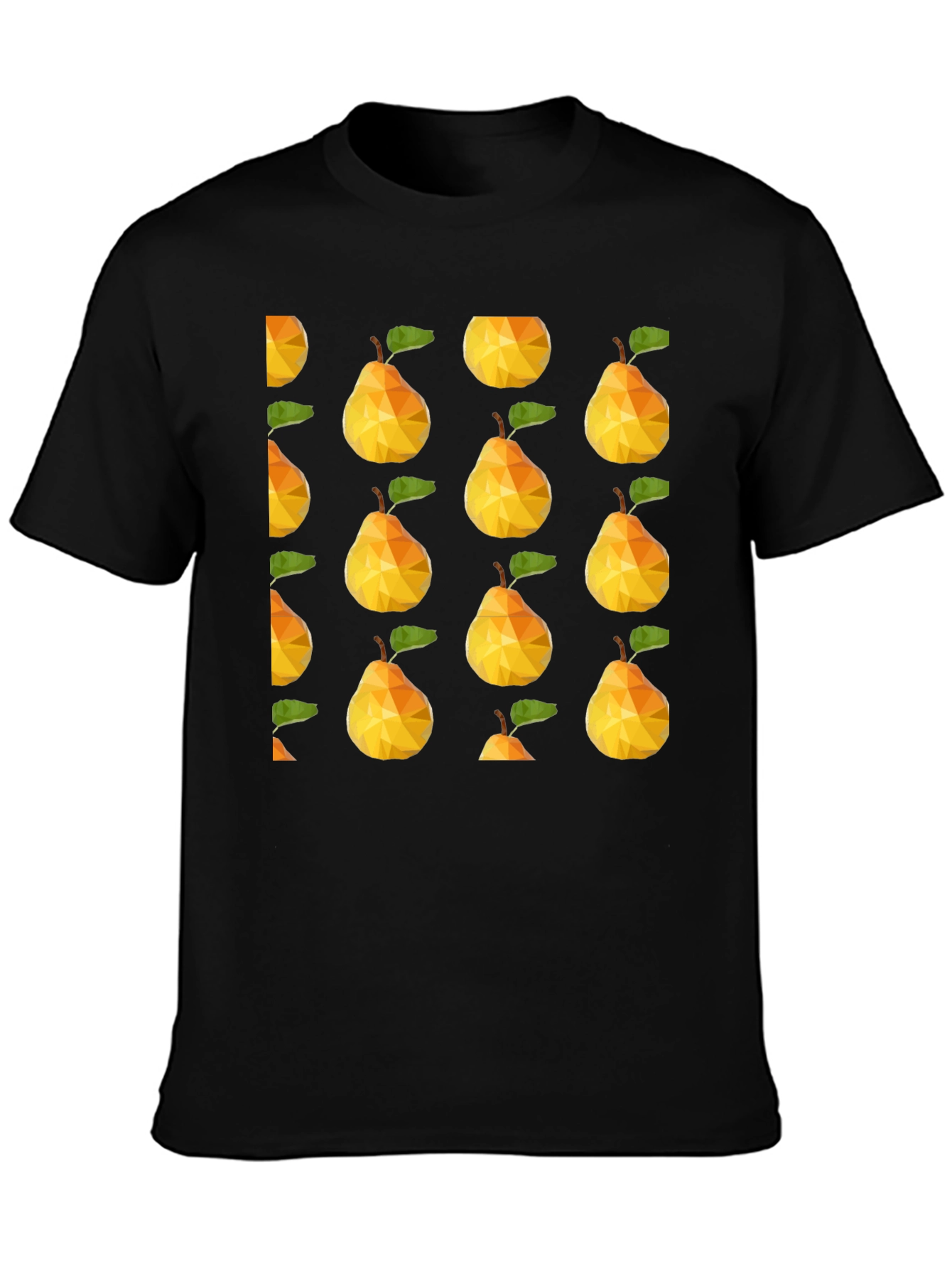 Geometric Pear Print Black T-Shirt