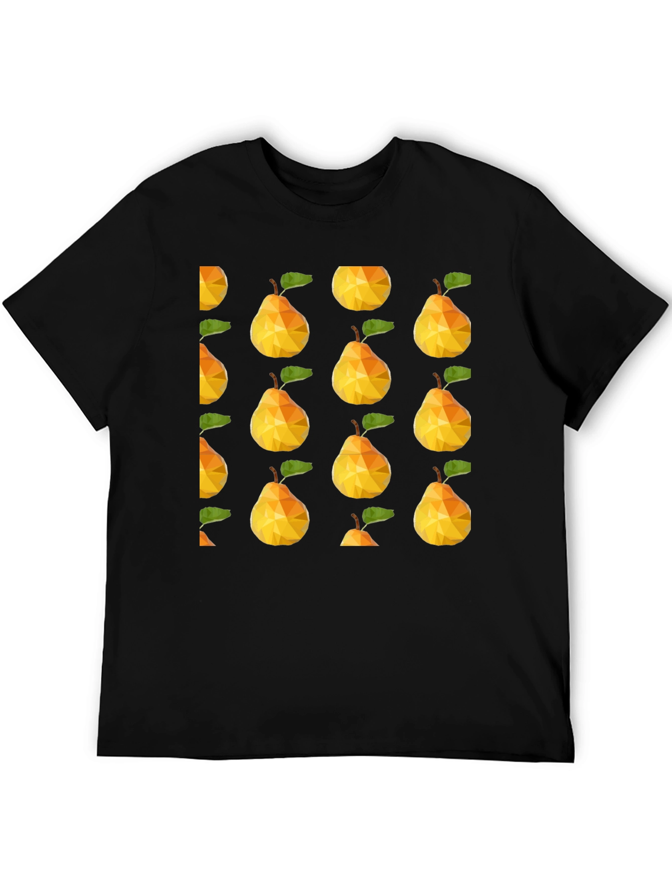 Geometric Pear Print Black T-Shirt