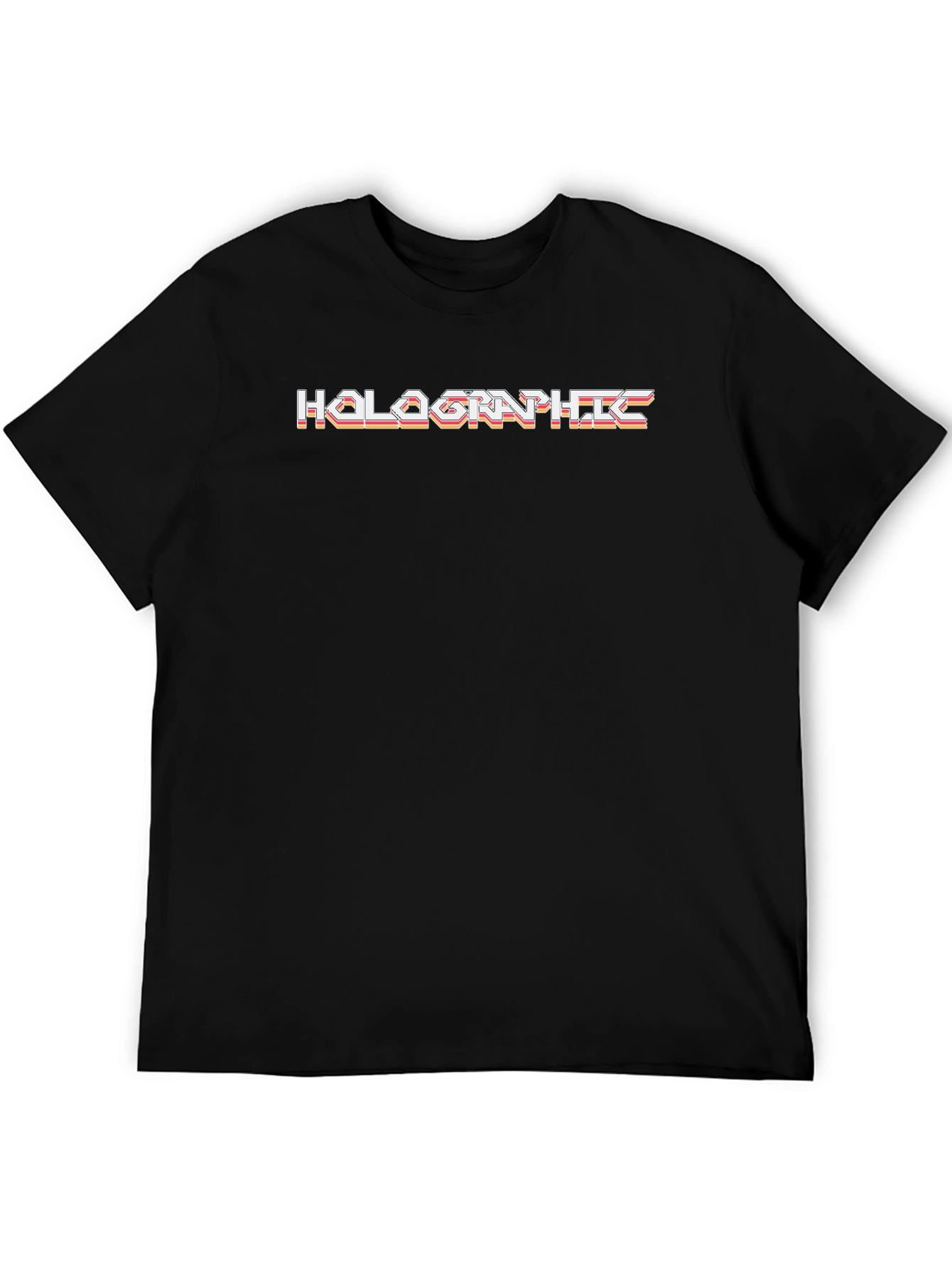 Retro Holographic Graphic Black T-Shirt