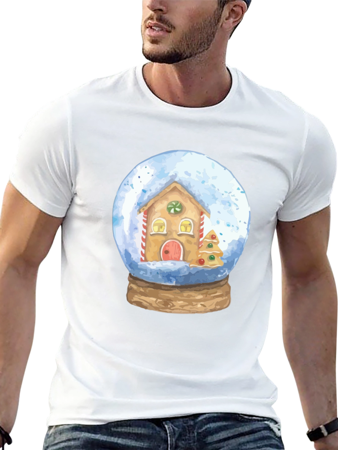 Snow Globe Gingerbread House Graphic Tee