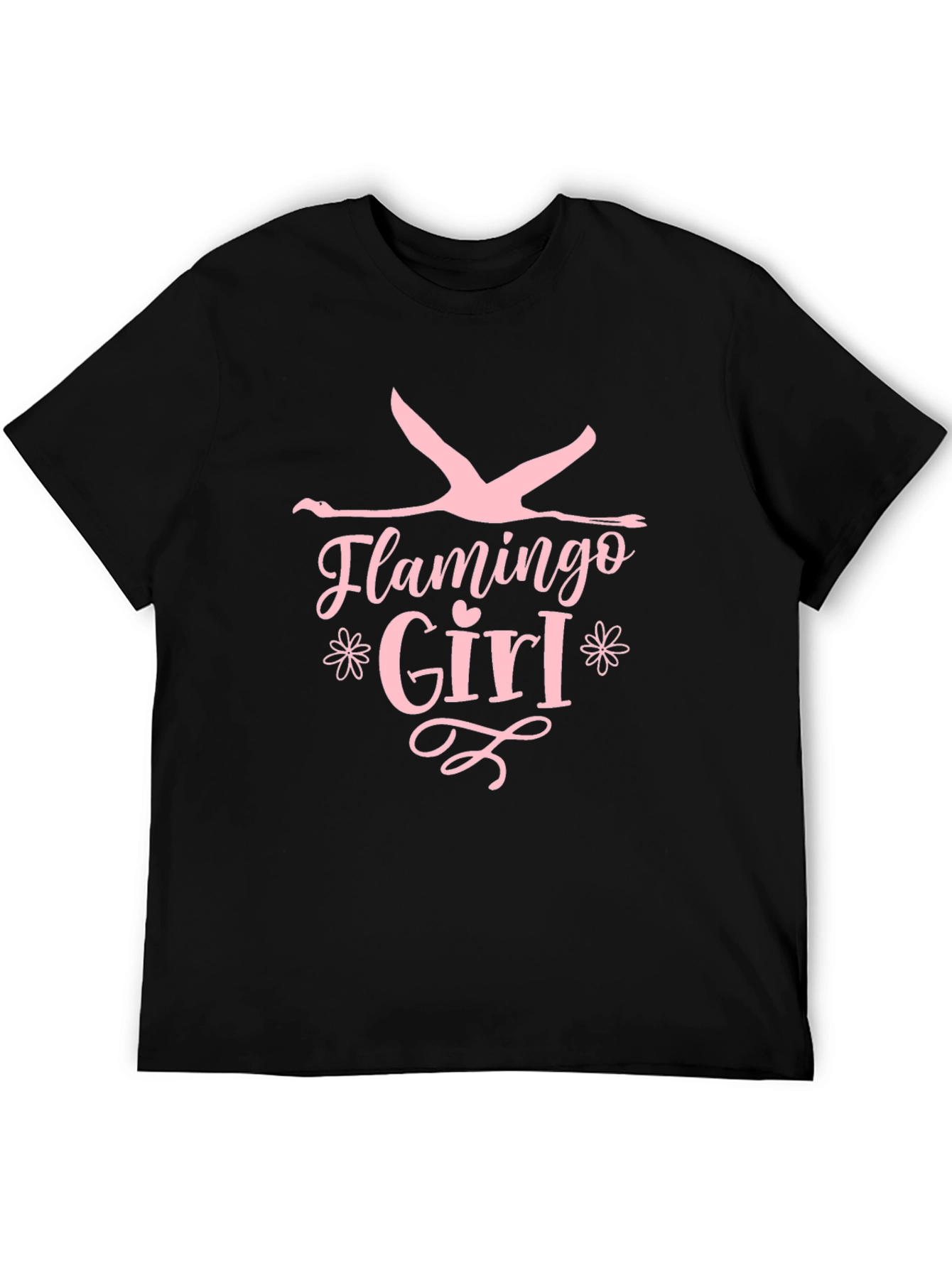 Flamingo Girl Black T-Shirt