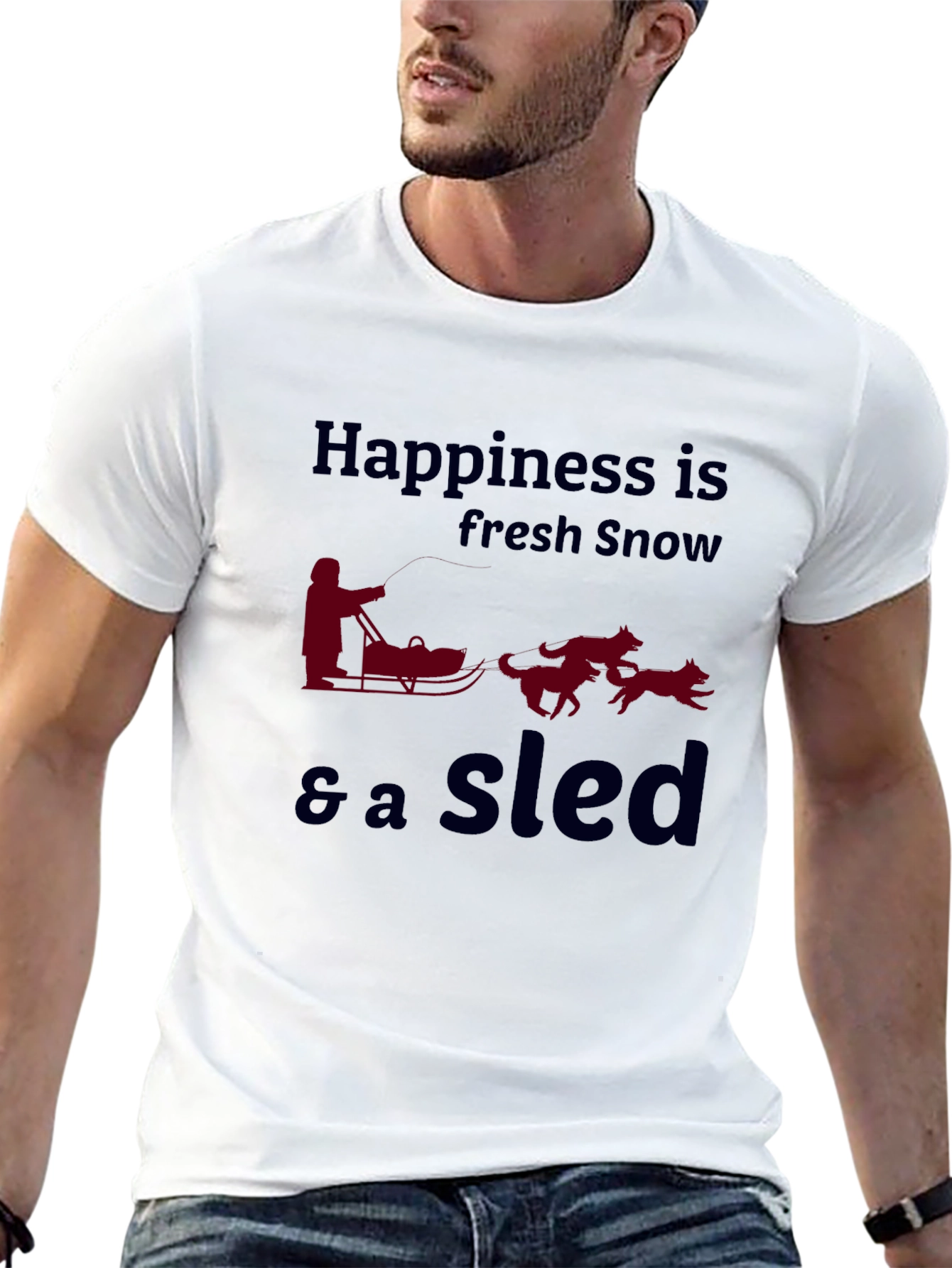 Happiness is Fresh Snow Sled T-Shirt