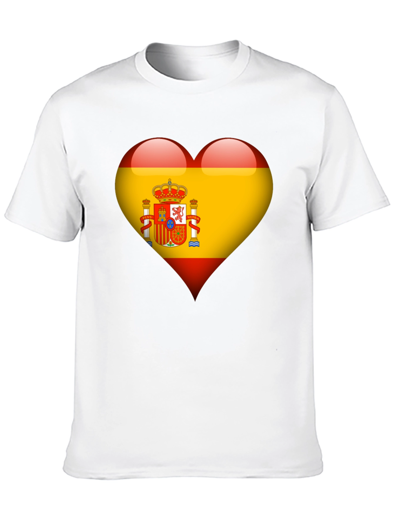 Spain Flag Heart Graphic Tee - Black Cotton T-Shirt