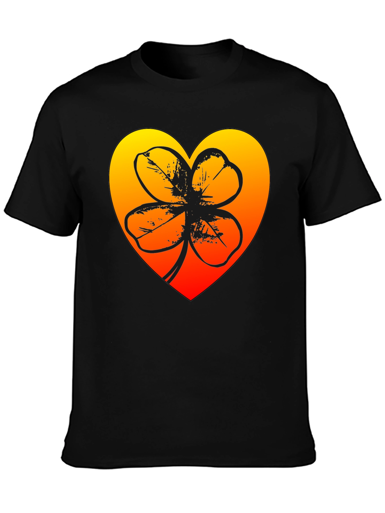 Lucky Heart Clover T-Shirt - Black