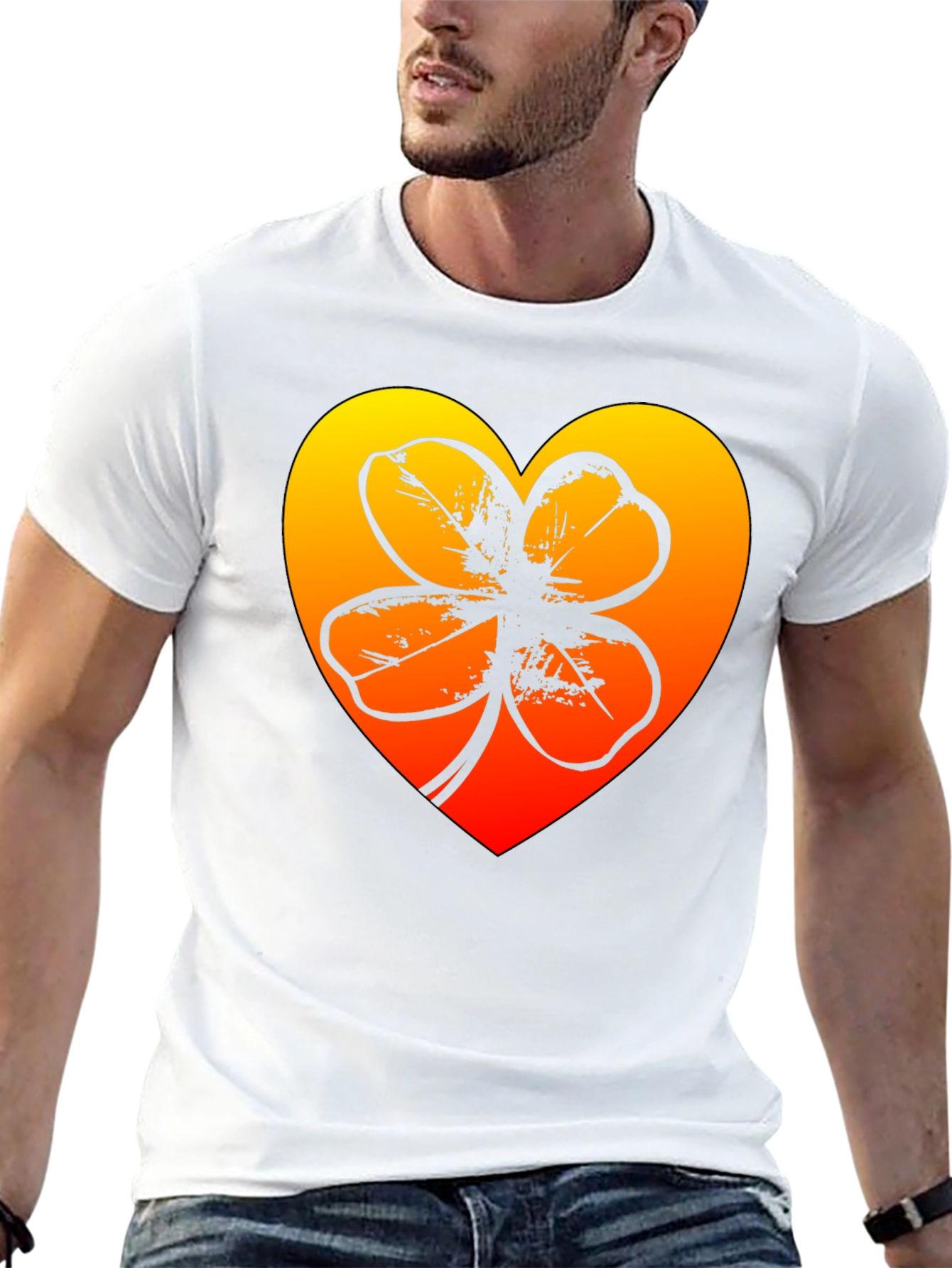 Lucky Heart Clover T-Shirt - Black