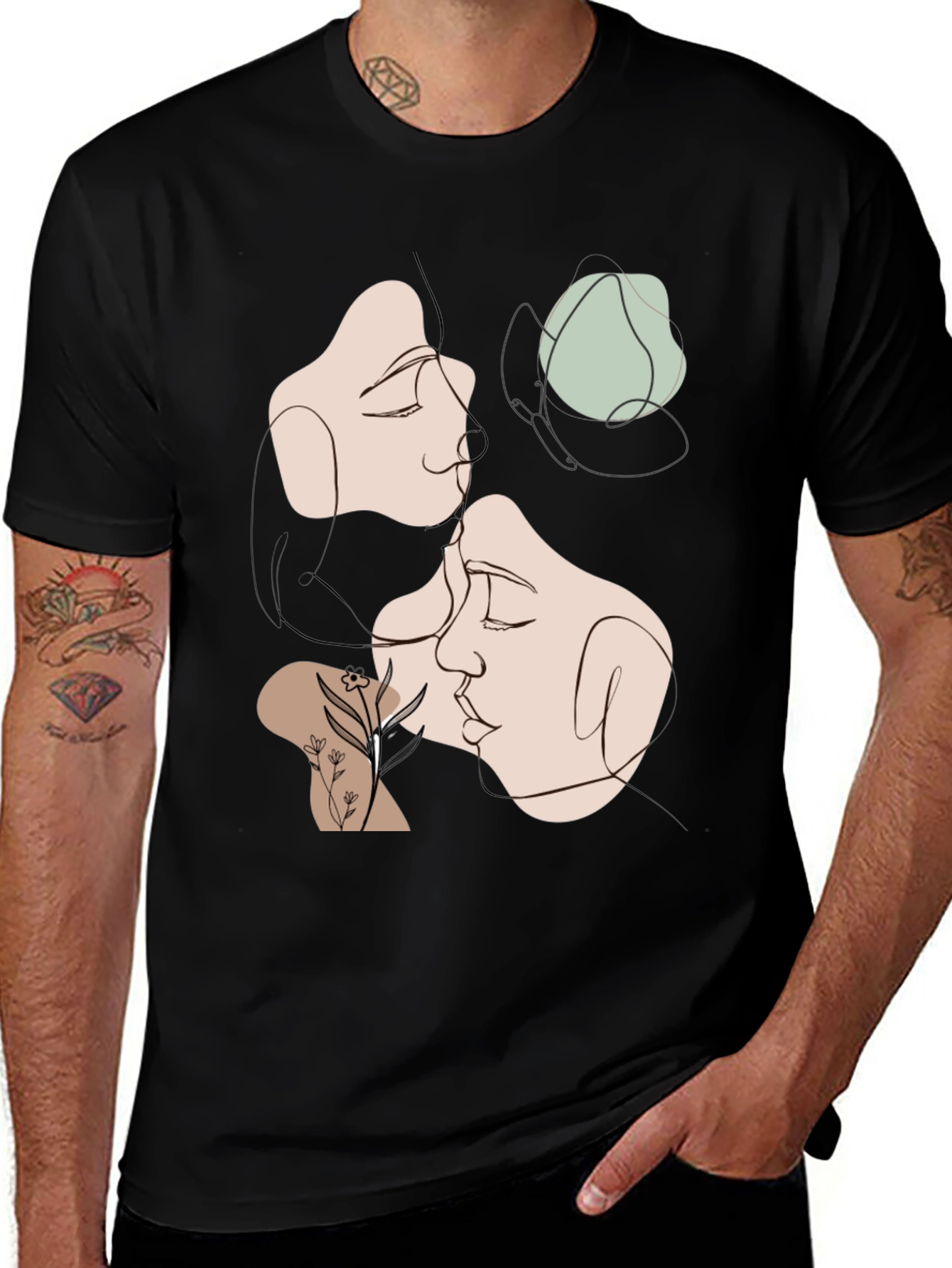 Abstract Faces Graphic Tee - Modern Art Shirt