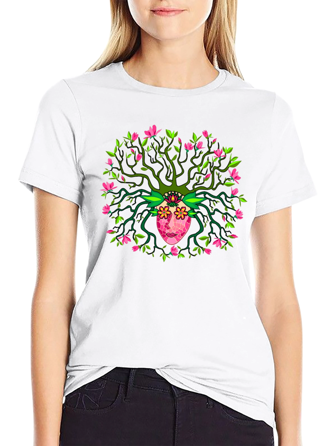 Nature Spirit Graphic Tee - Unique Artistic Design