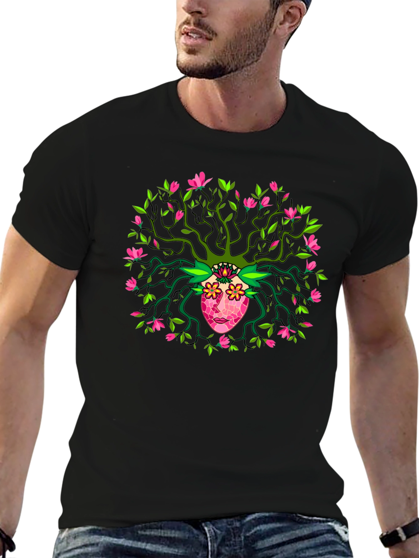 Nature Spirit Graphic Tee - Unique Artistic Design