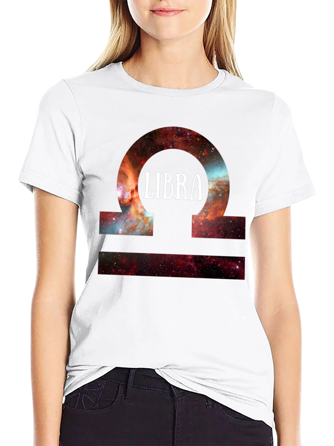 Libra Zodiac Sign Galaxy Graphic T-Shirt