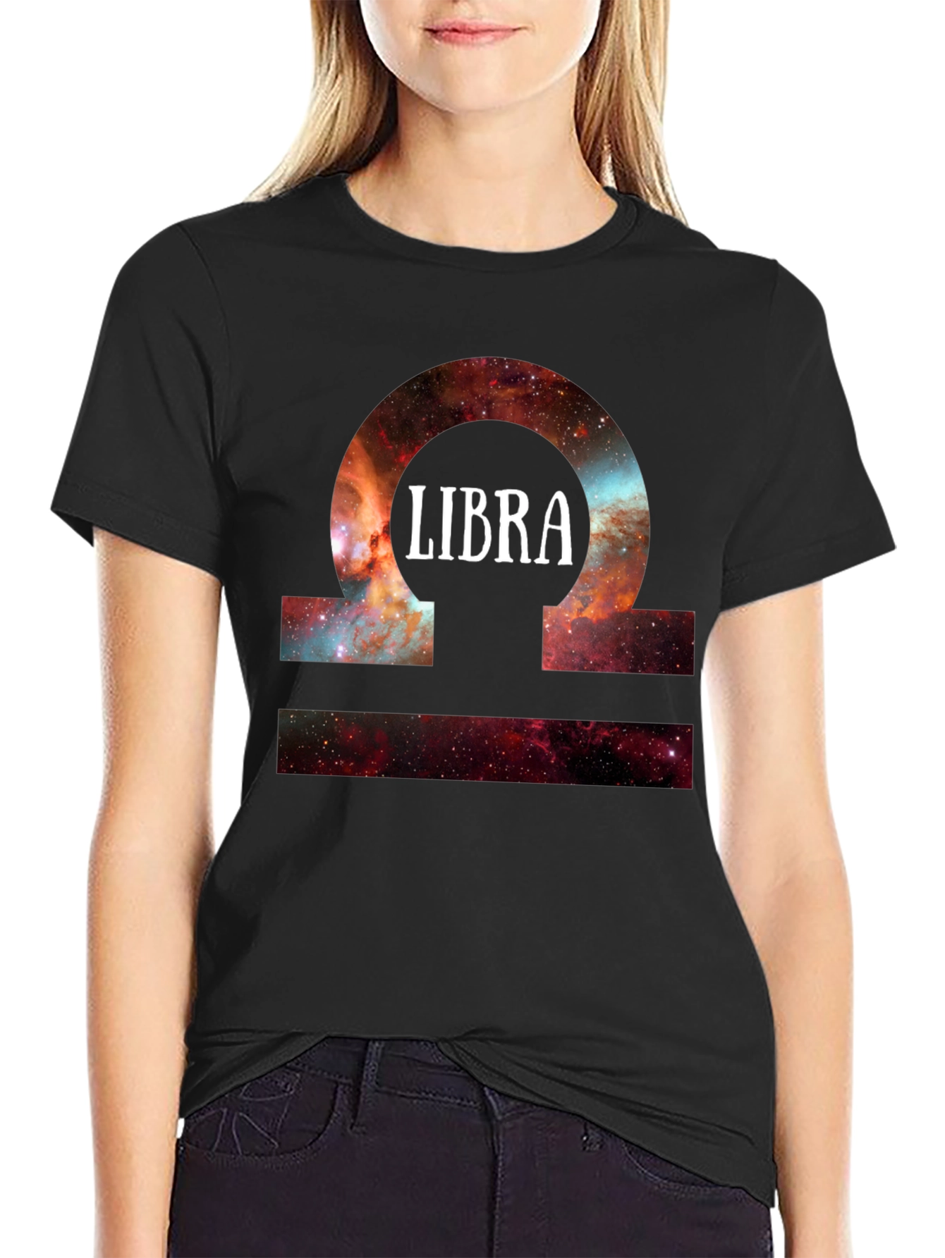 Libra Zodiac Sign Galaxy Graphic T-Shirt