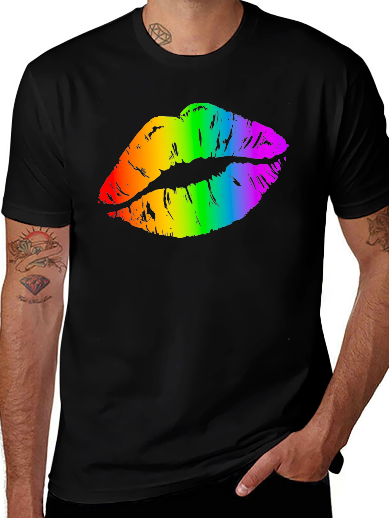 Rainbow Lips Graphic Tee - Pride Month Shirt