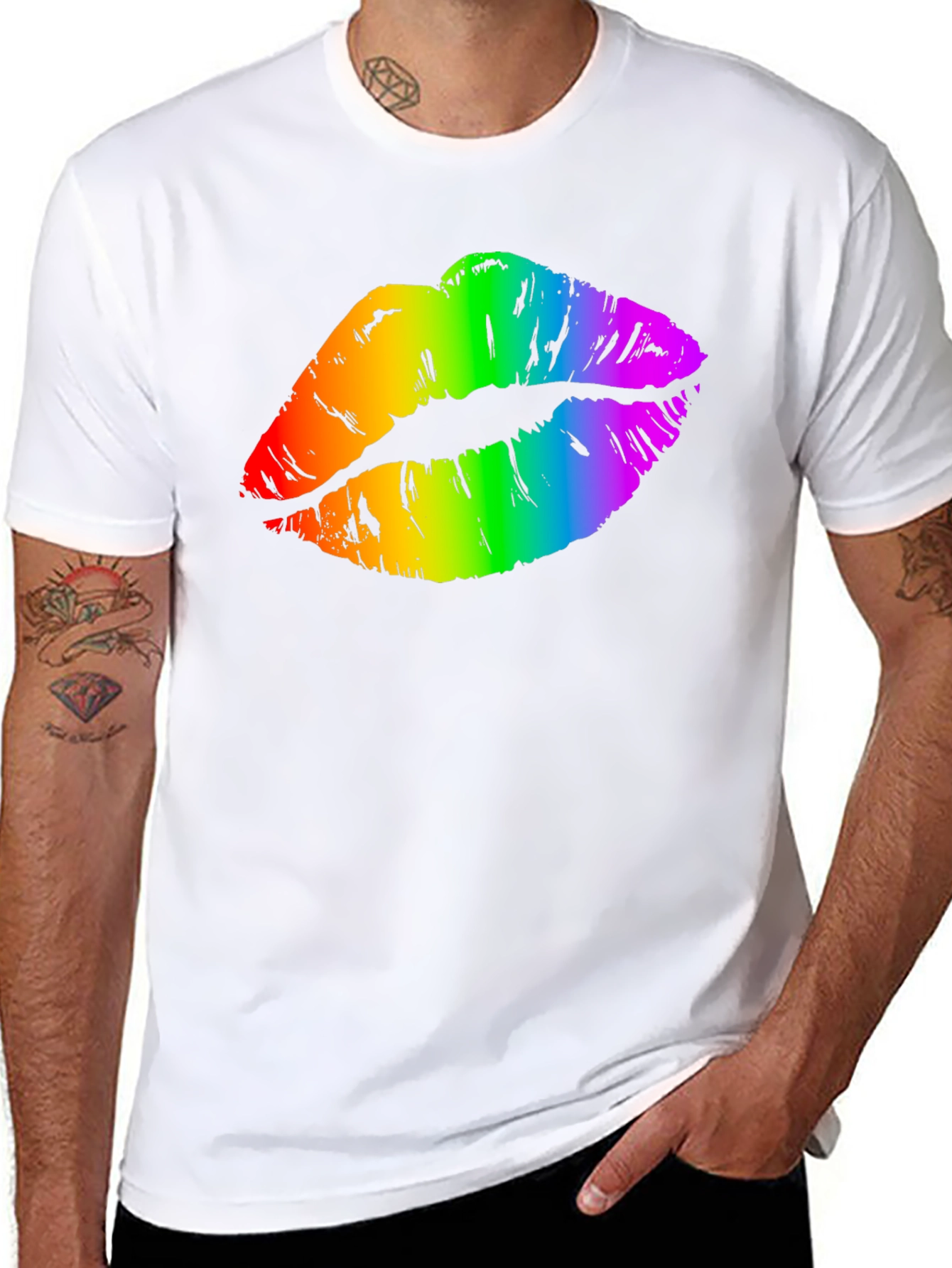 Rainbow Lips Graphic Tee - Pride Month Shirt