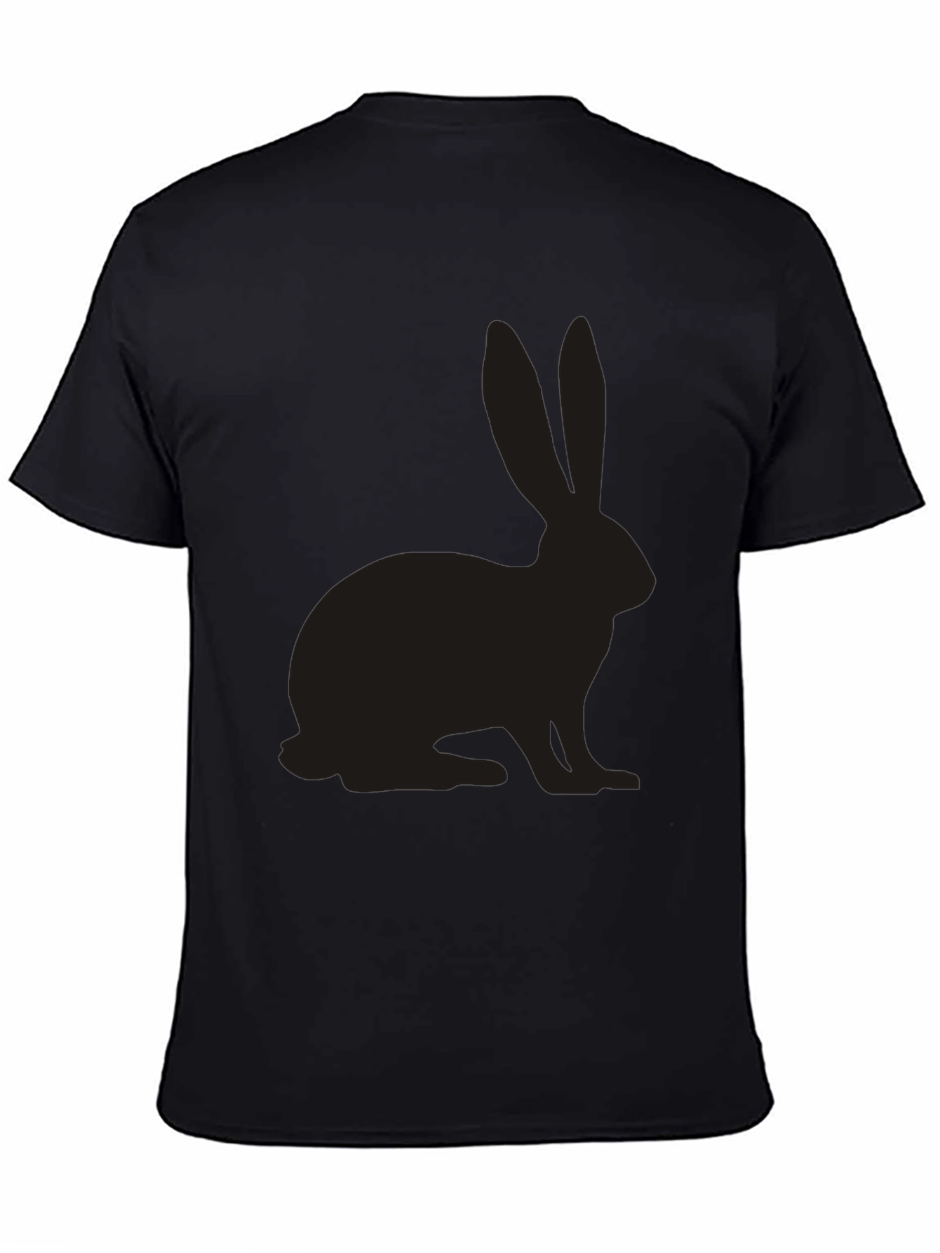 Mens Black T-Shirt with Rabbit Silhouette