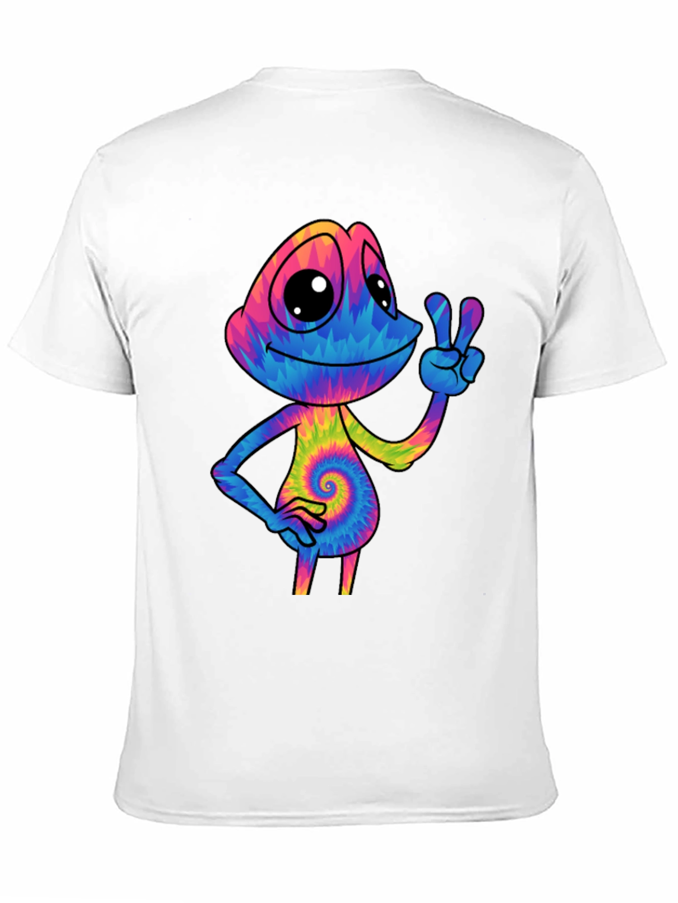 Tie Dye Chameleon Graphic Tee - Retro Style