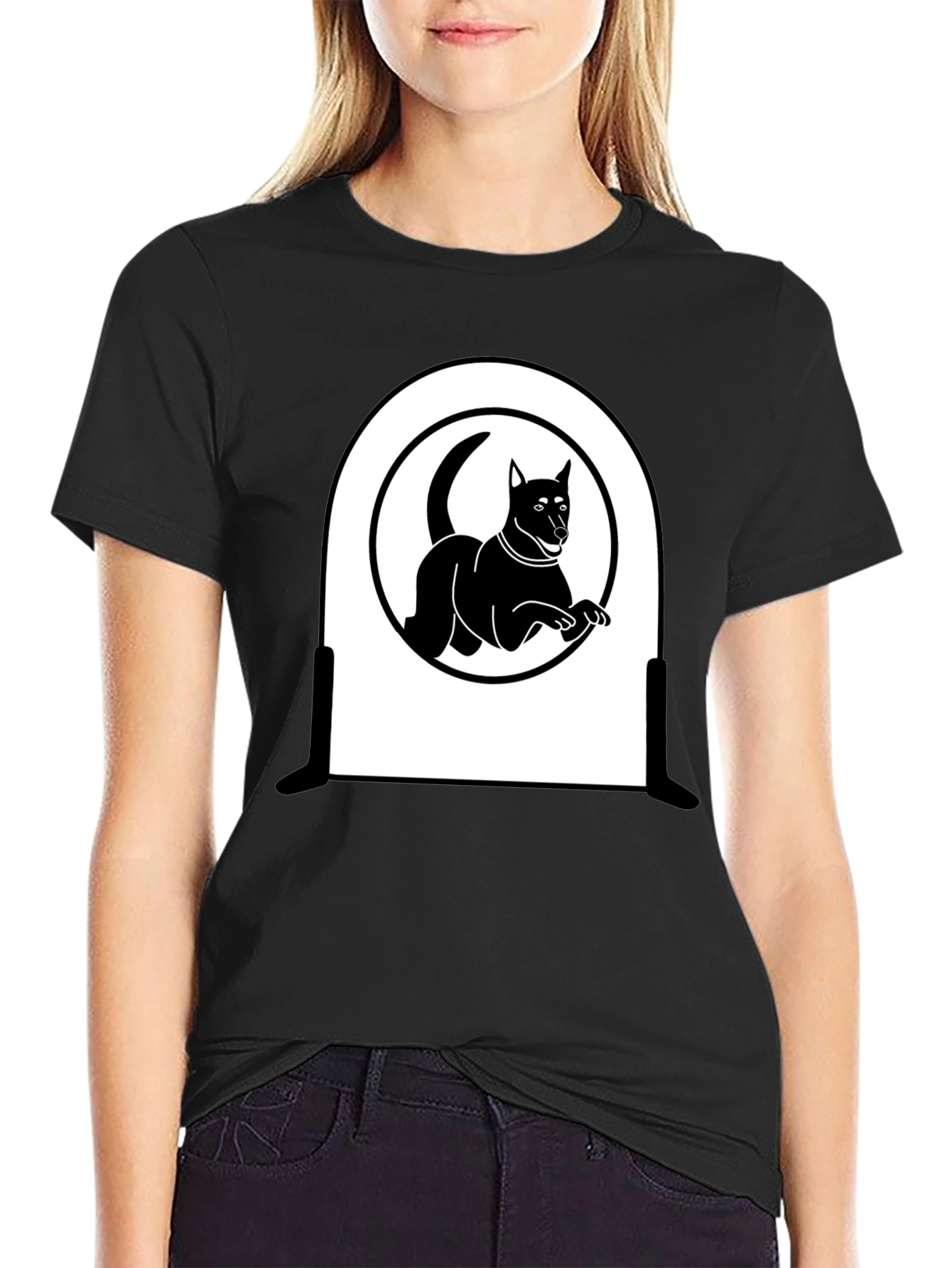 Dog Silhouette T-Shirt - Sleek Black Design