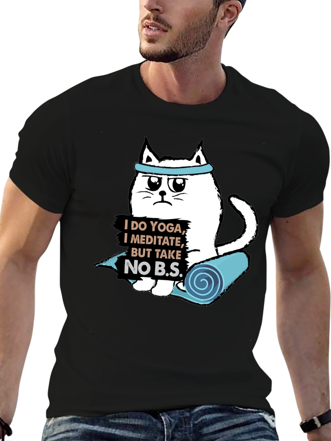 Yoga Cat T-Shirt: Meditate & Take No BS!