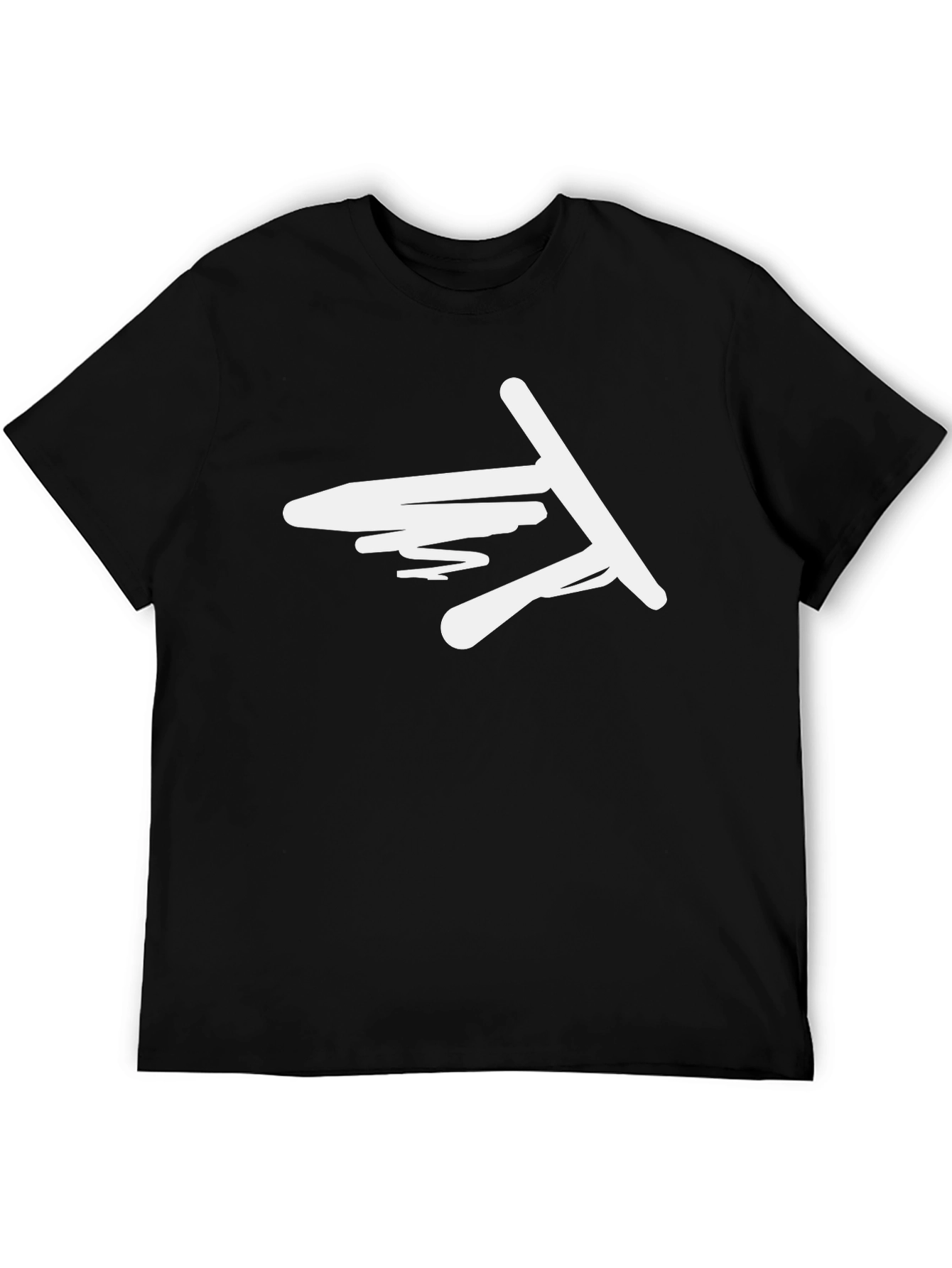 Abstract Graphic Tee - Black Casual Cotton Shirt