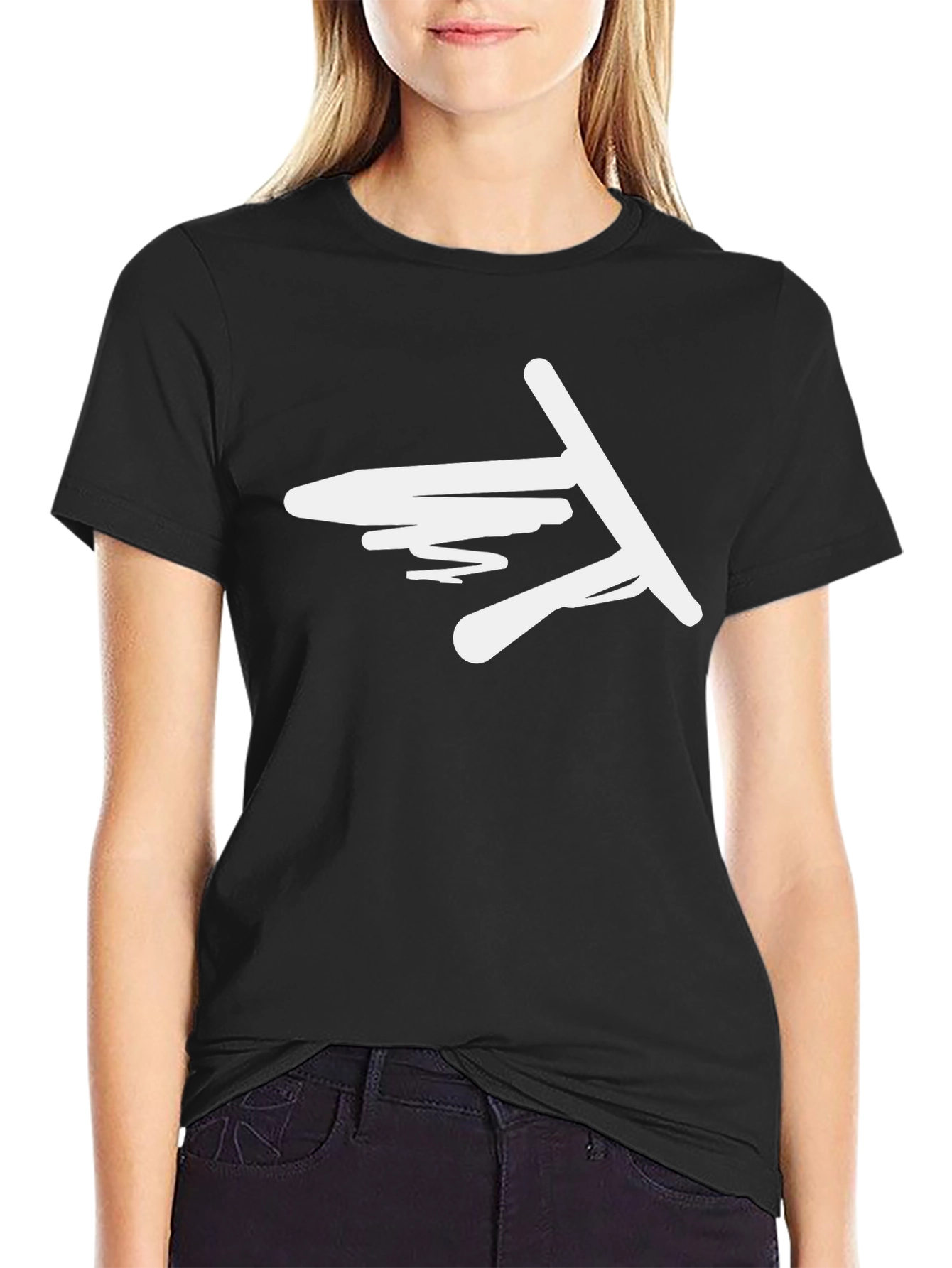 Abstract Graphic Tee - Black Casual Cotton Shirt