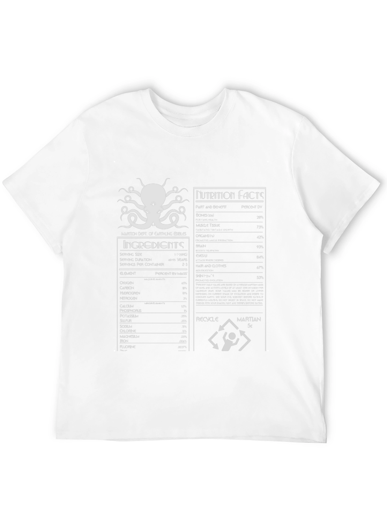 Martian Diet T-Shirt: Earthling Edibles Nutrition Facts