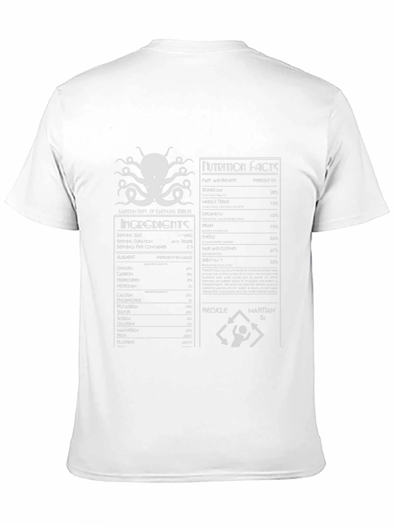 Martian Diet T-Shirt: Earthling Edibles Nutrition Facts