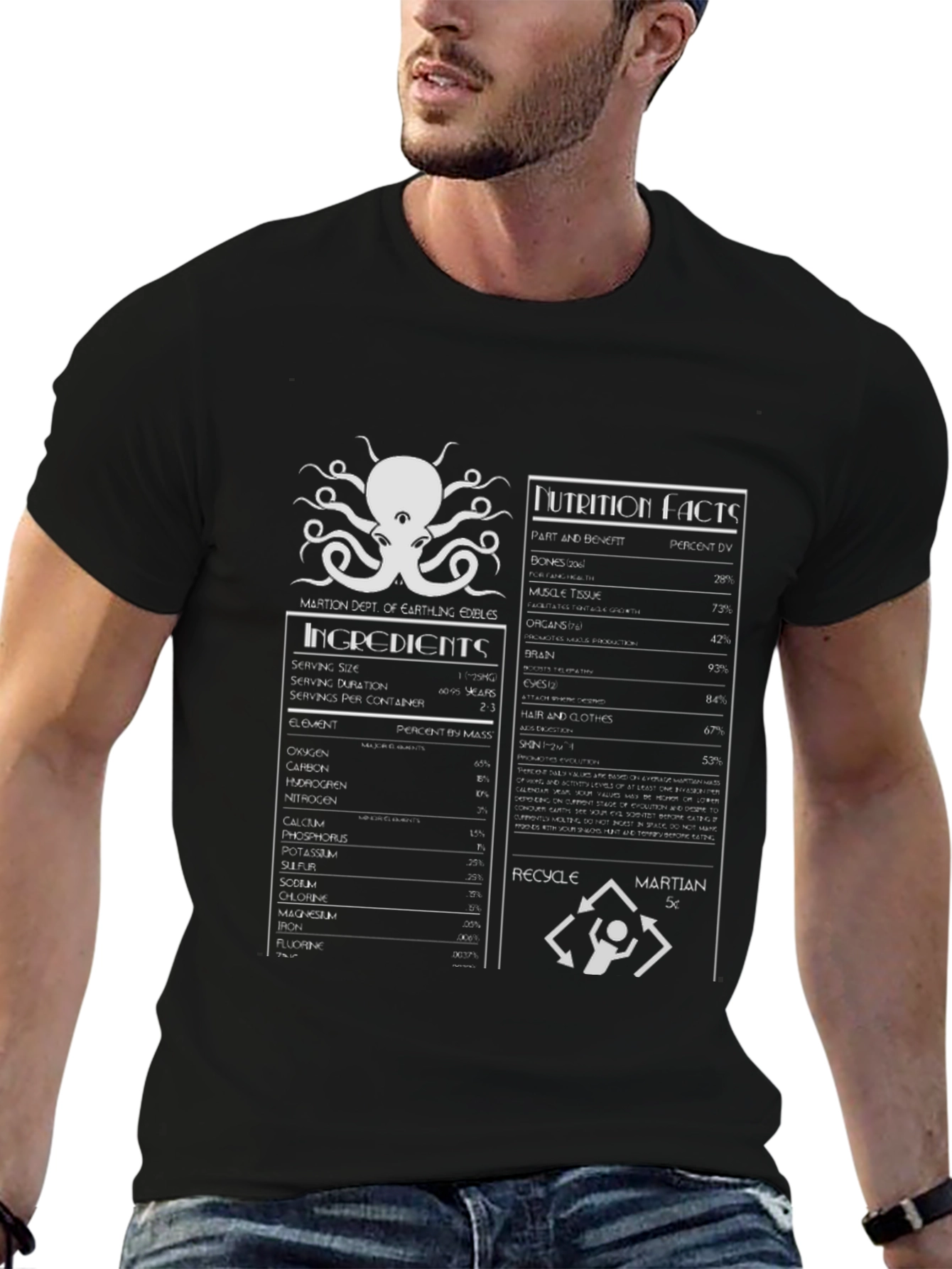Martian Diet T-Shirt: Earthling Edibles Nutrition Facts