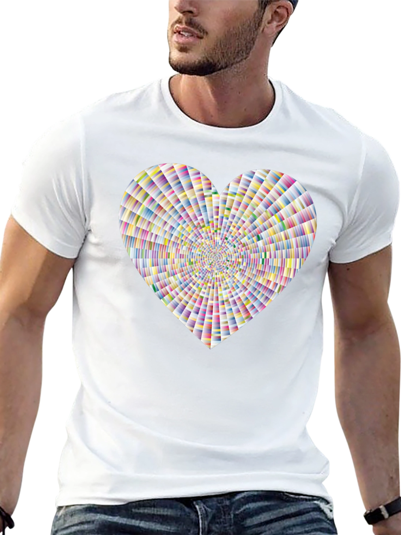 Vibrant Geometric Heart Graphic Tee