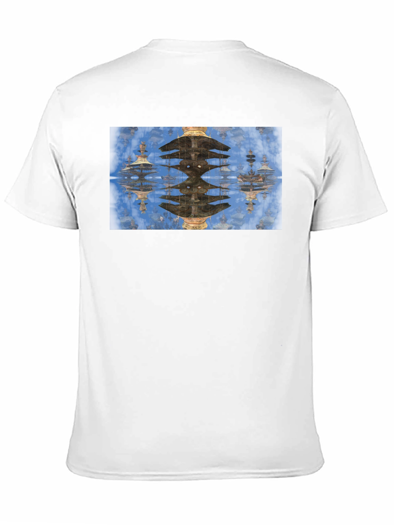 Reflective Pagoda Graphic Tee - Black Cotton Blend