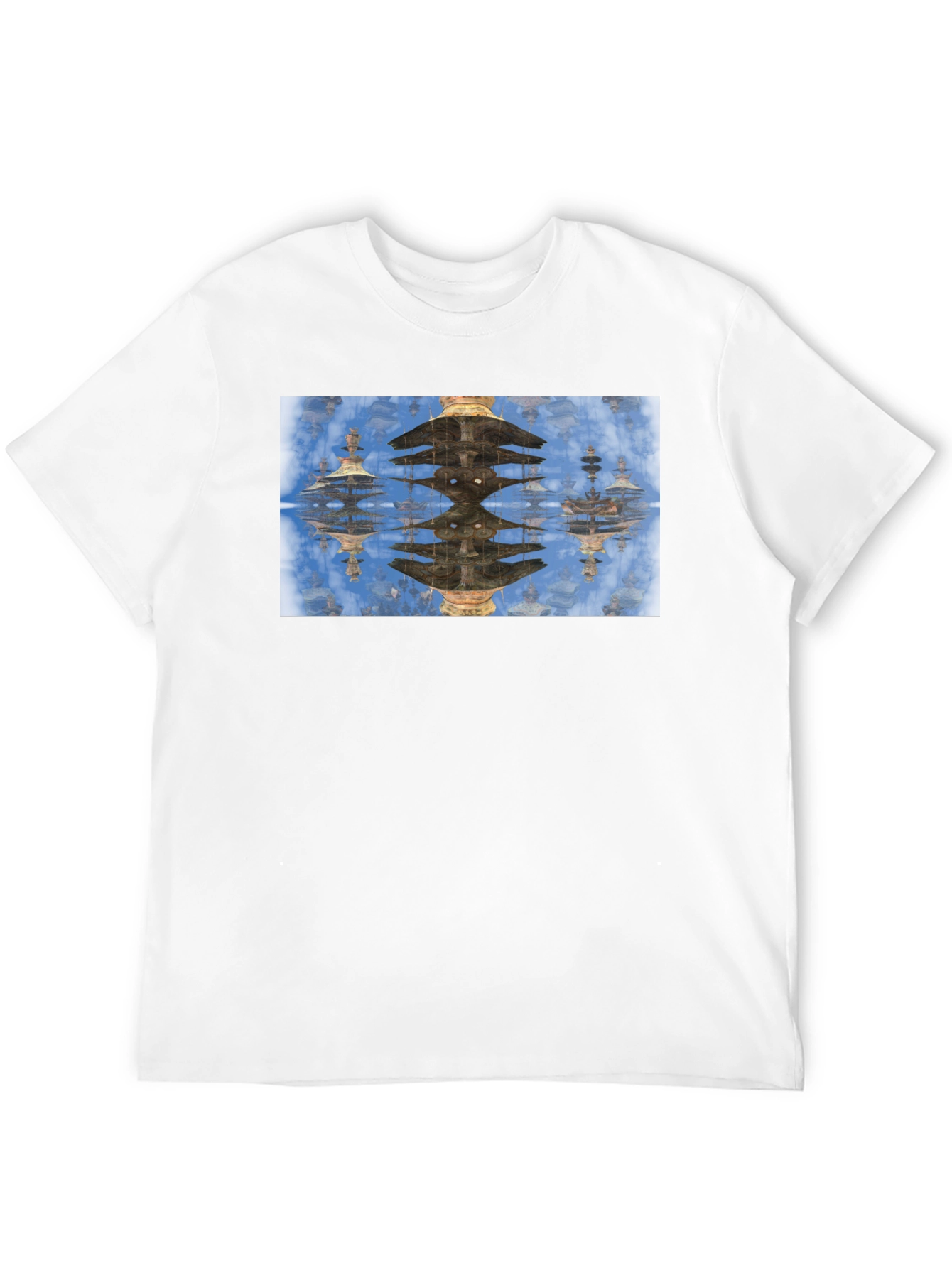 Reflective Pagoda Graphic Tee - Black Cotton Blend