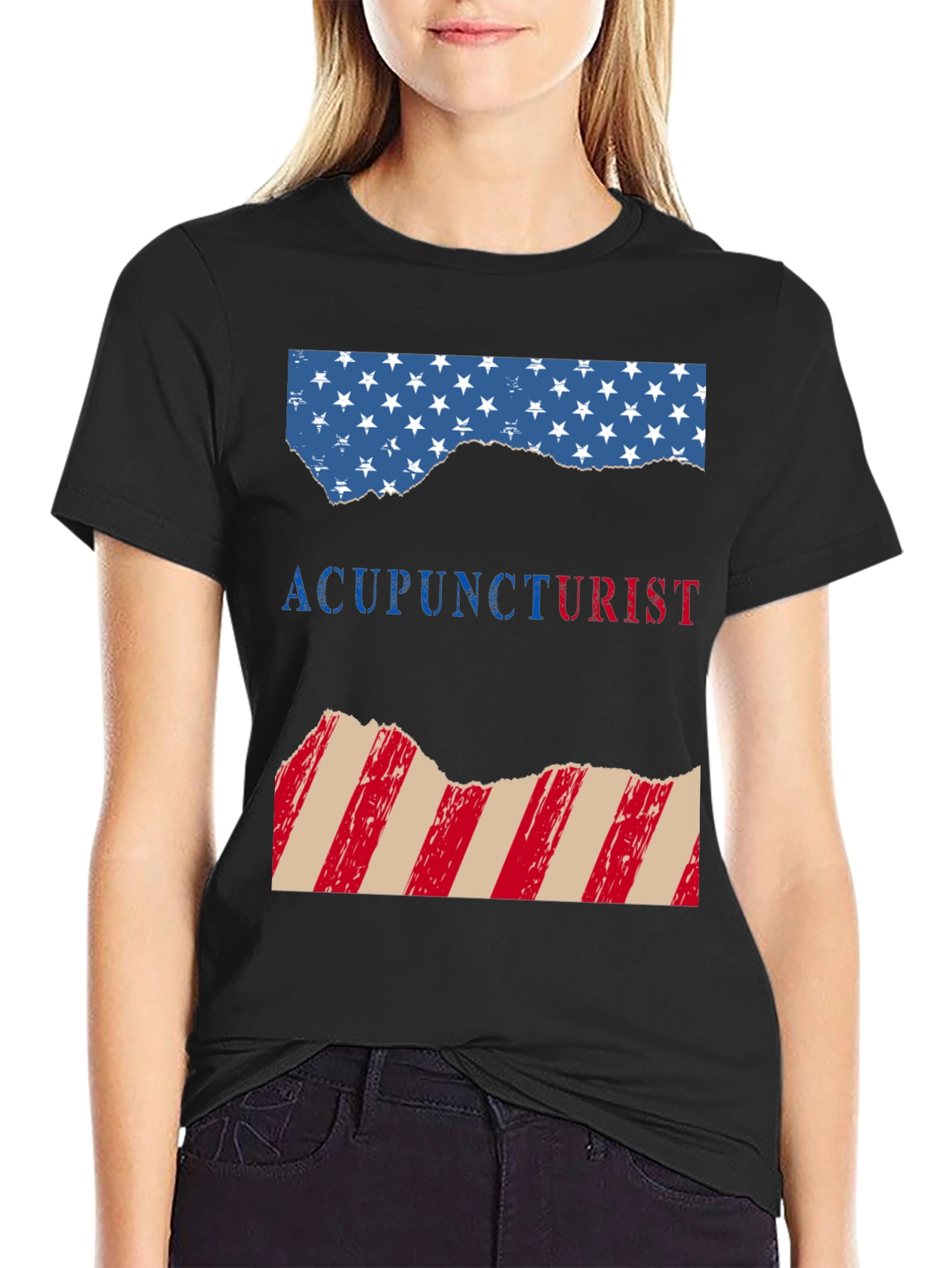 Acupuncturist Patriotic American Flag T-Shirt