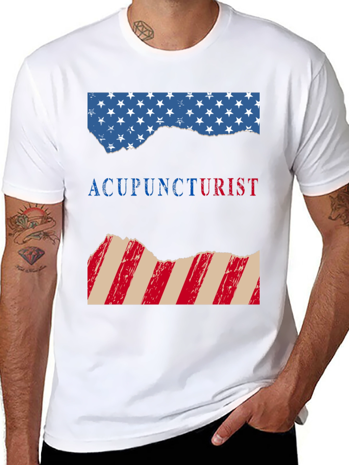 Acupuncturist Patriotic American Flag T-Shirt