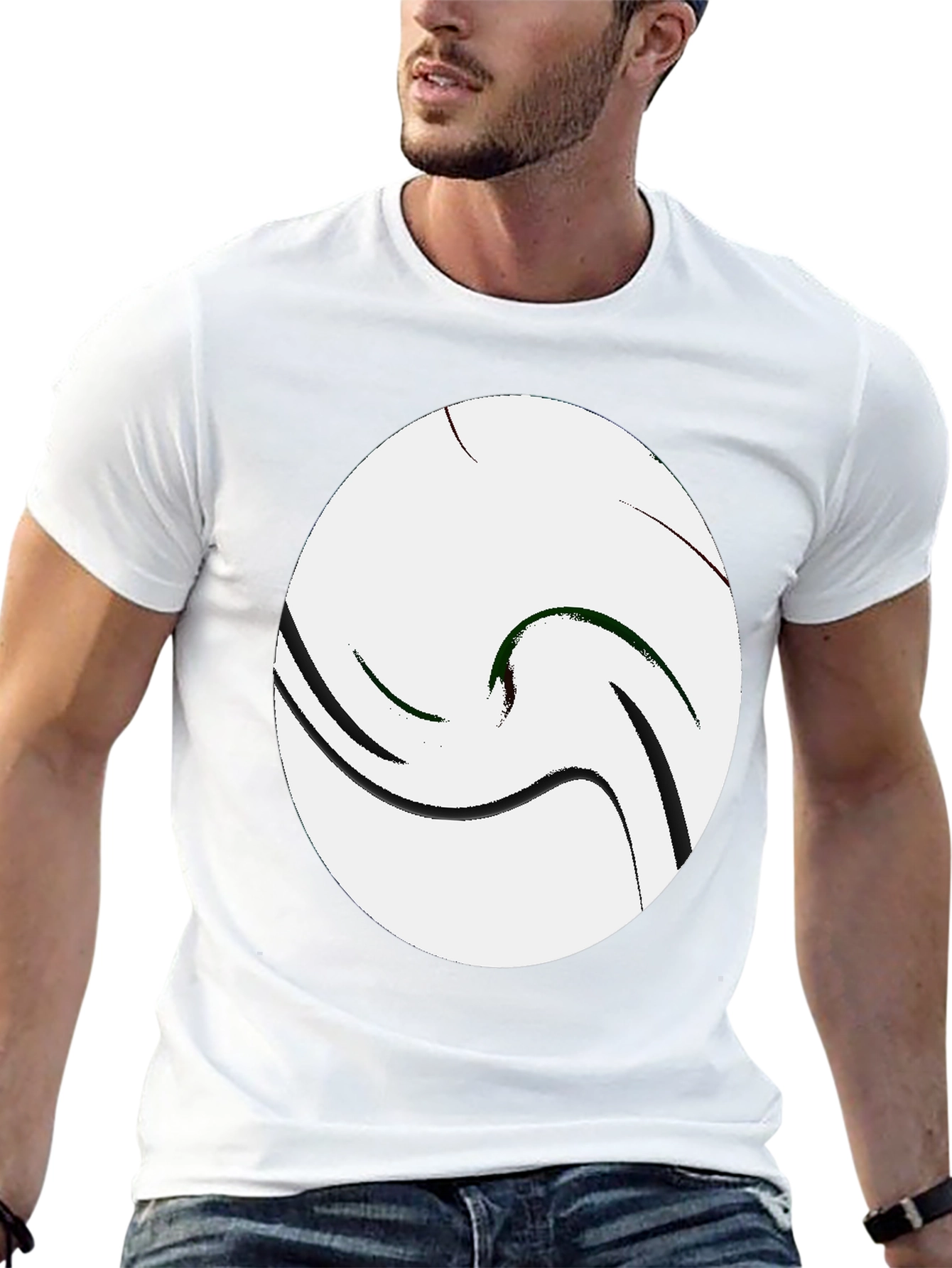 Abstract Swirl Graphic Tee - Casual Black T-Shirt