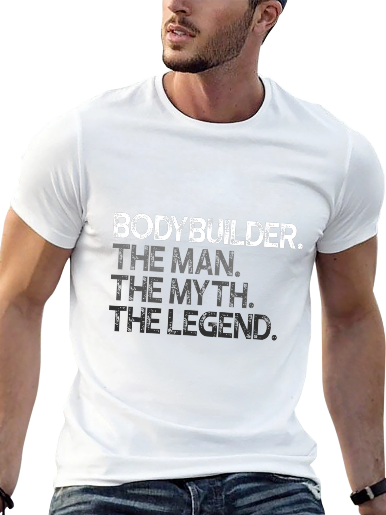 Bodybuilder Man Myth Legend Graphic Tee - Black