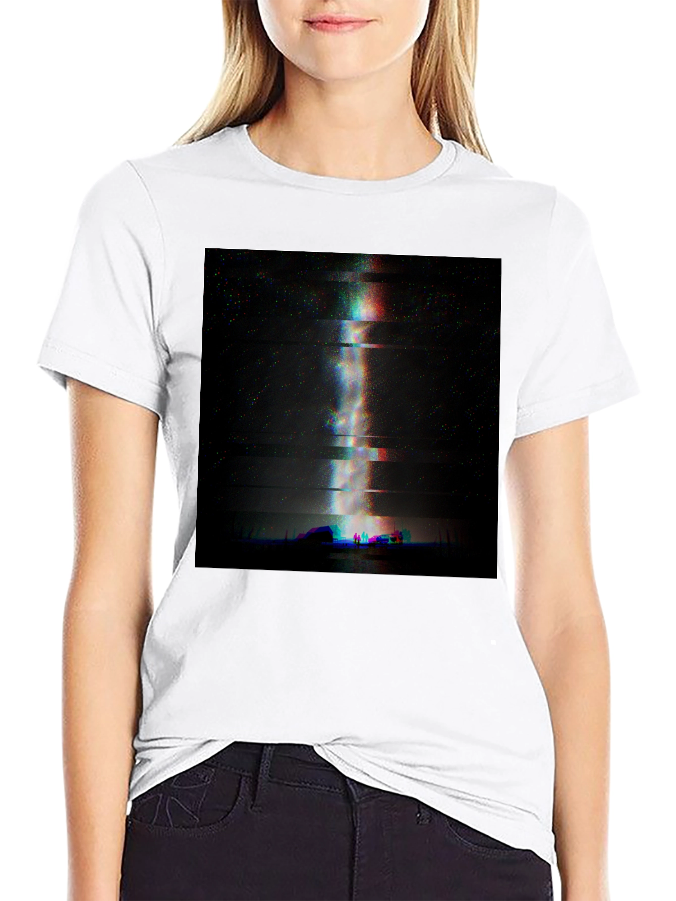 Glitch Art Milky Way Black T-Shirt