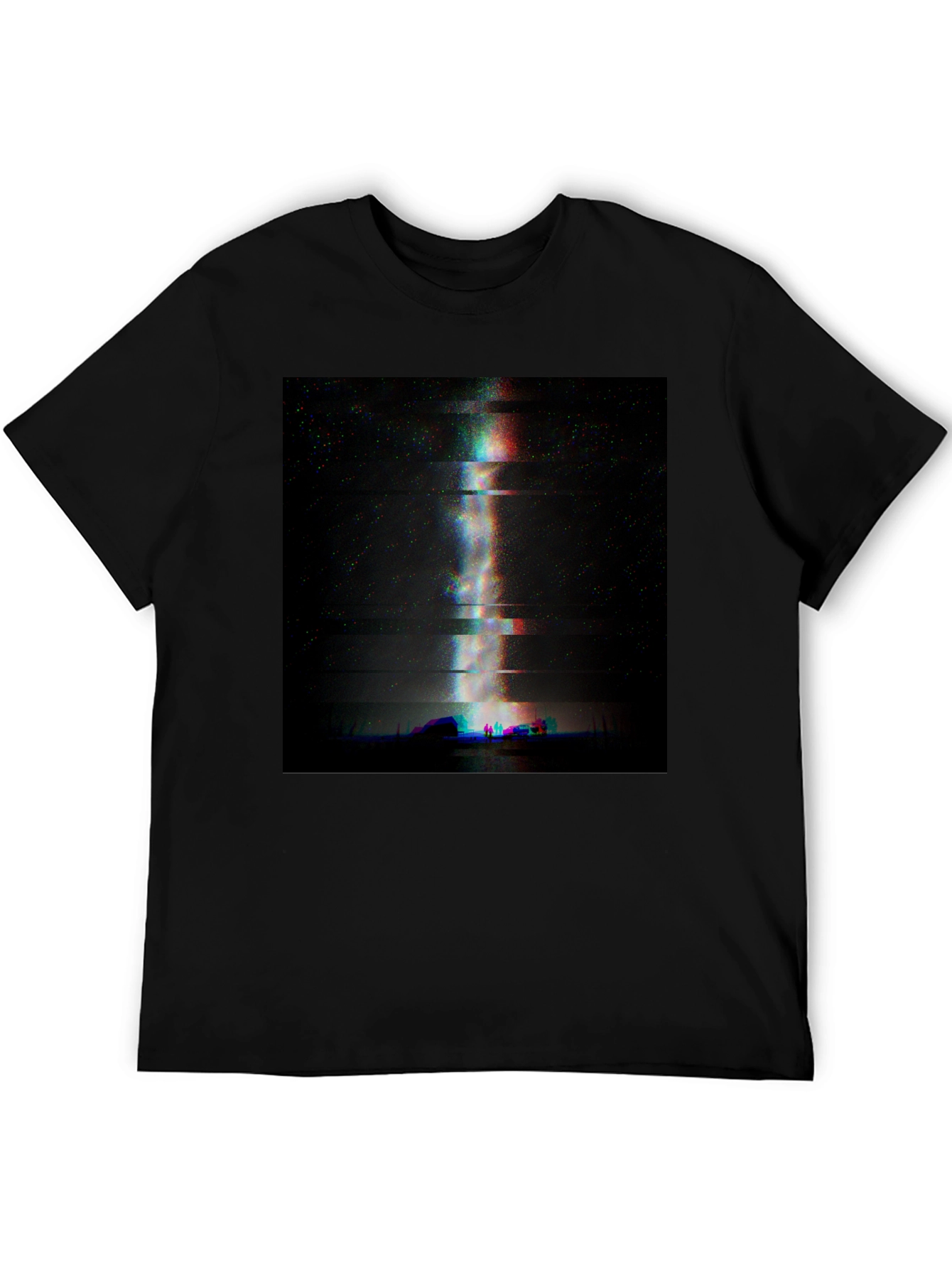 Glitch Art Milky Way Black T-Shirt