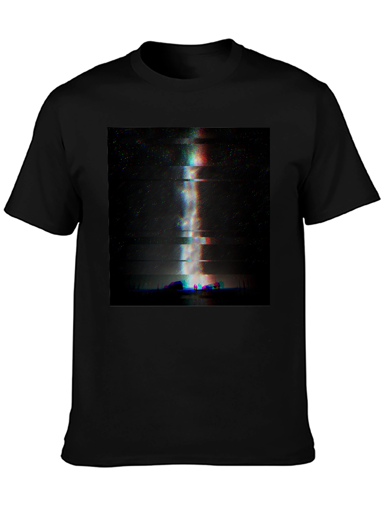 Glitch Art Milky Way Black T-Shirt
