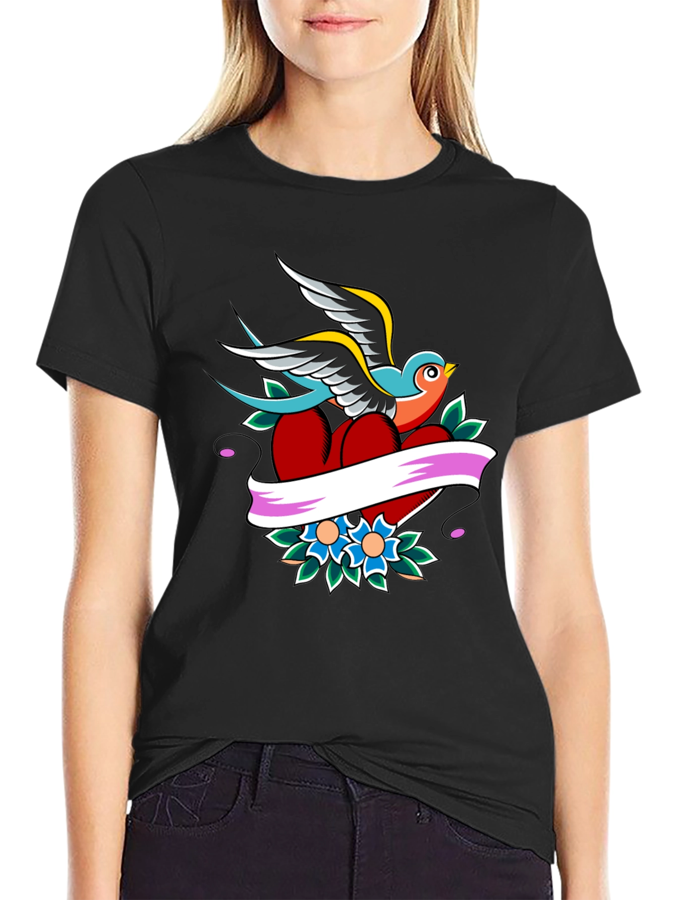 Swallow Heart Tattoo Graphic Tee