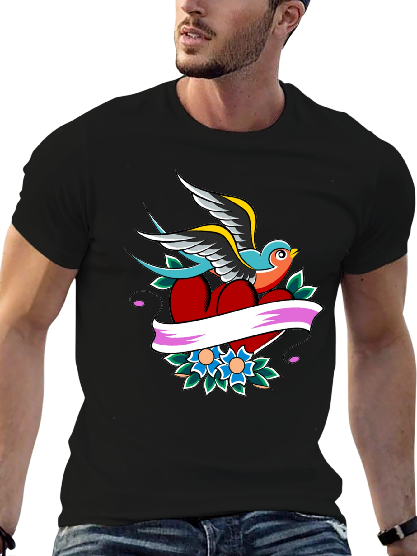 Swallow Heart Tattoo Graphic Tee
