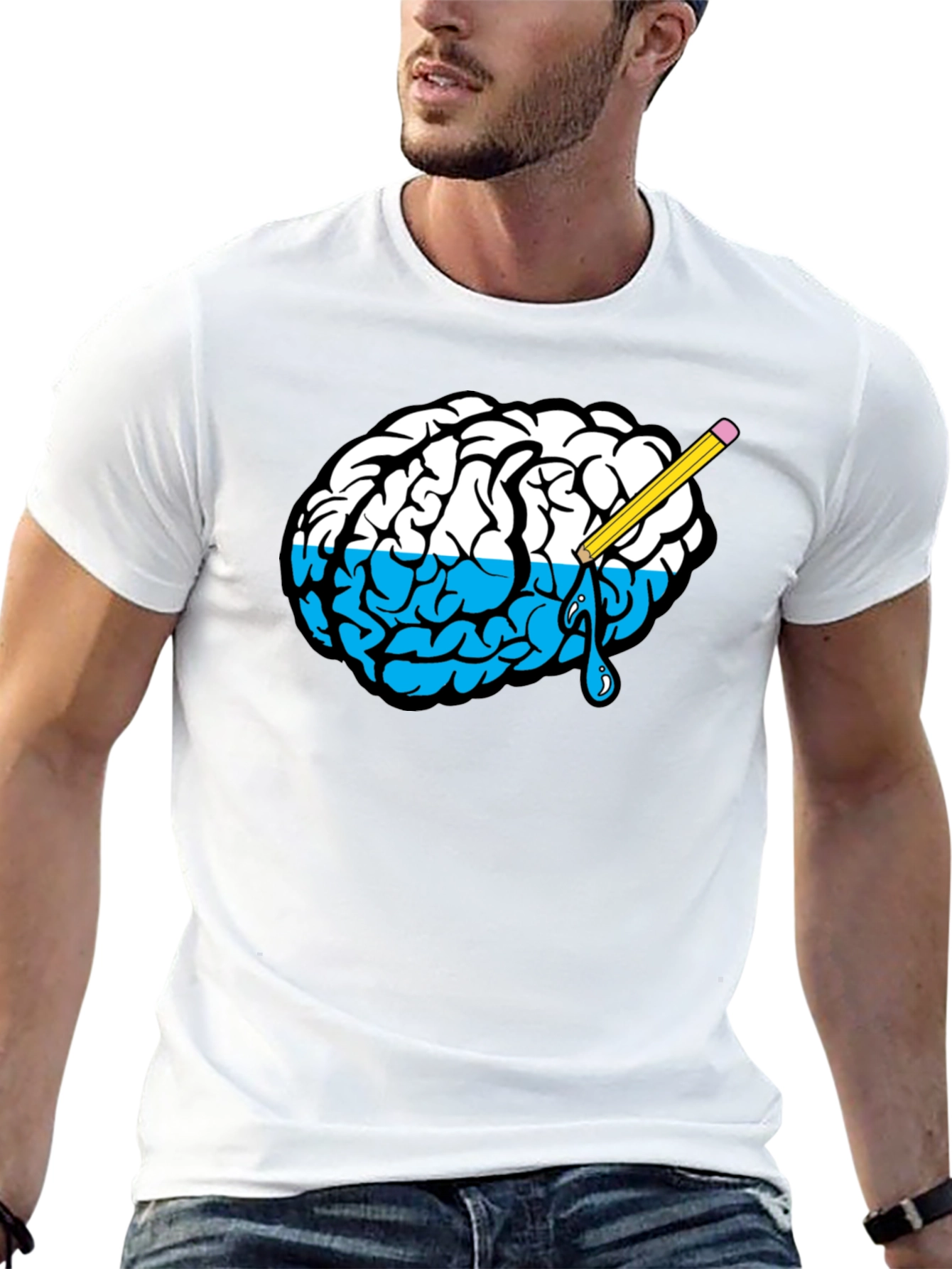 Creative Brain Tee - Black Cotton Graphic T-Shirt