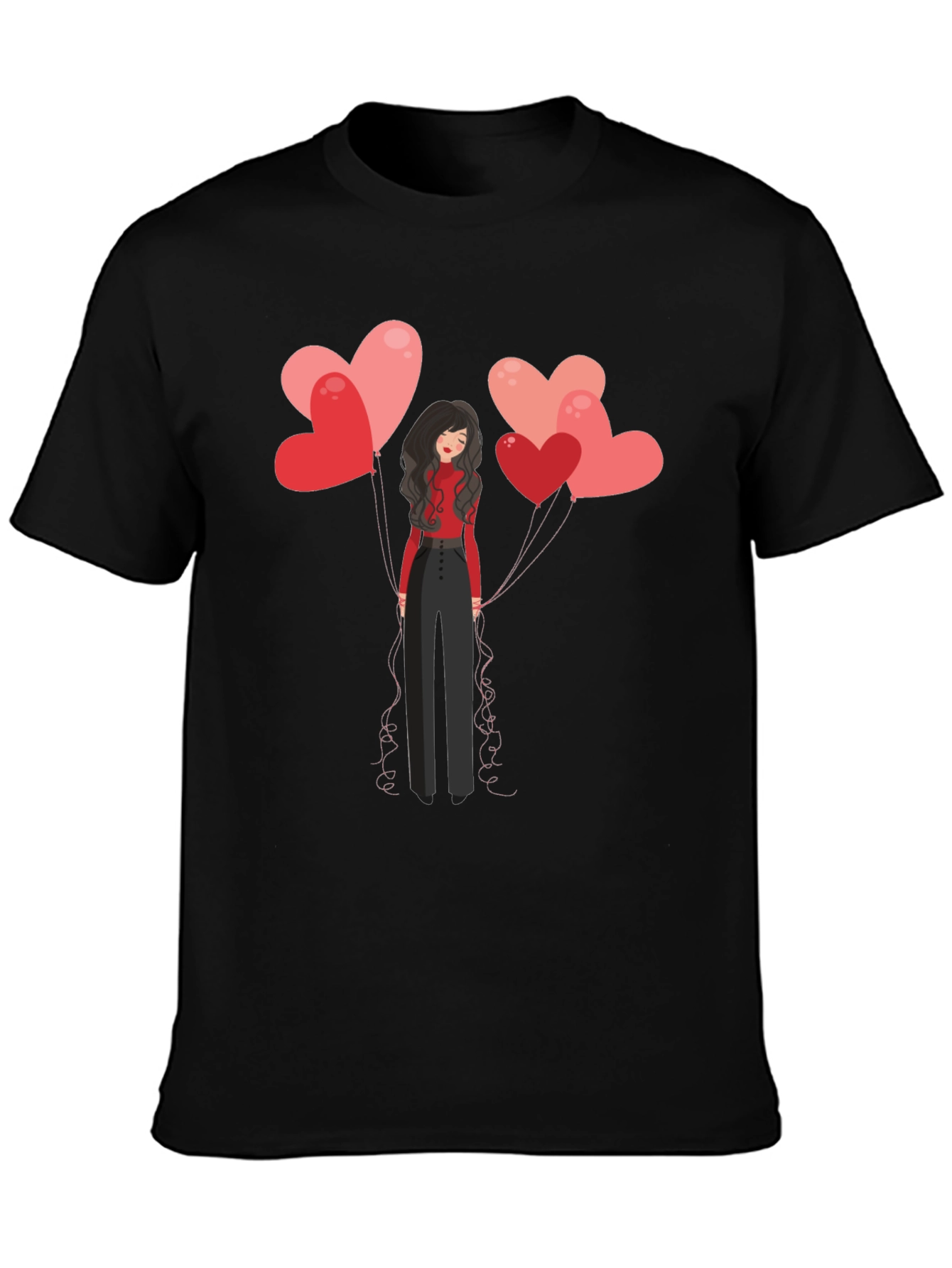 Heart Balloons Graphic Tee - Black