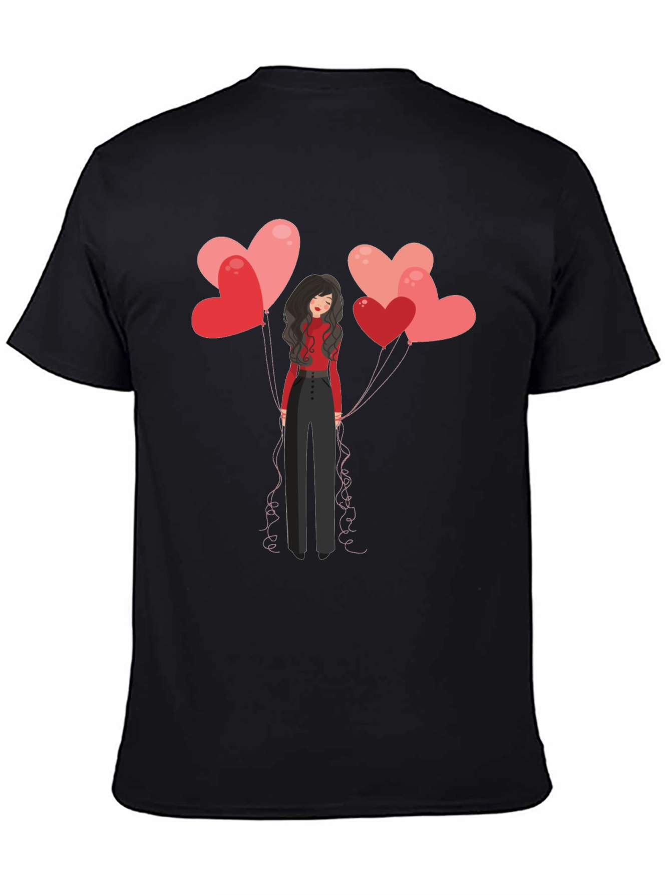 Heart Balloons Graphic Tee - Black