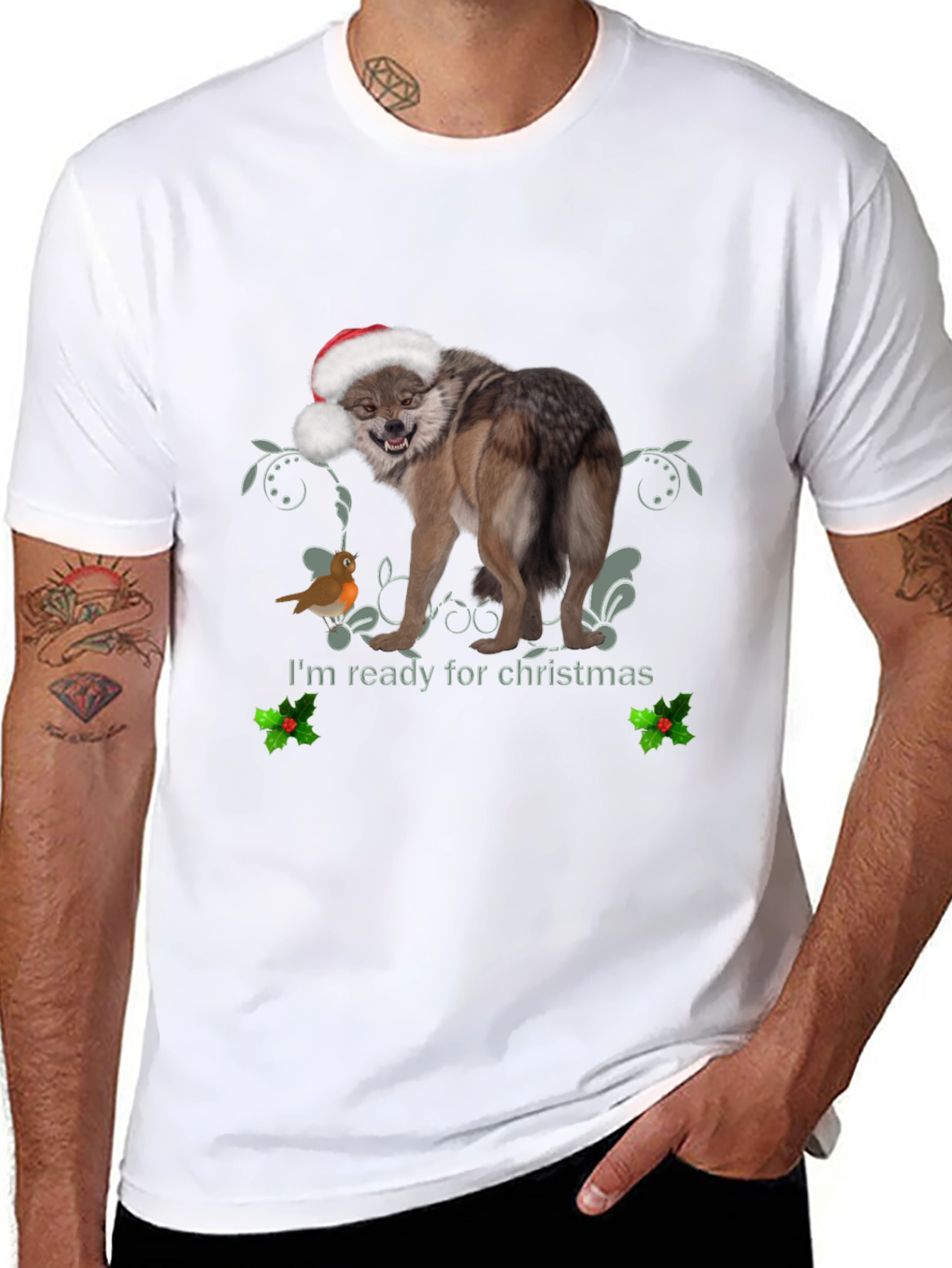 Christmas Wolf T-Shirt: Ready for the Holidays!