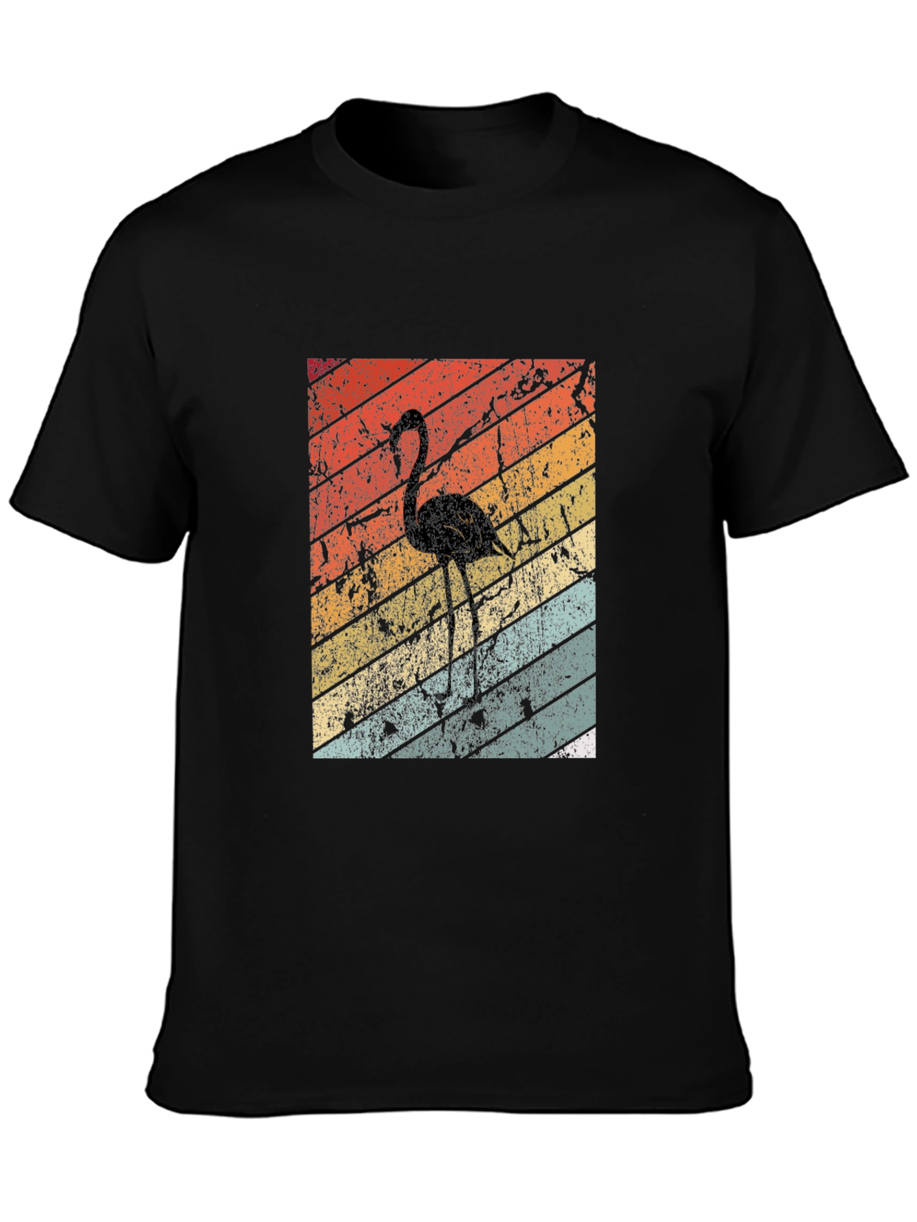 Retro Flamingo Graphic Tee - Black