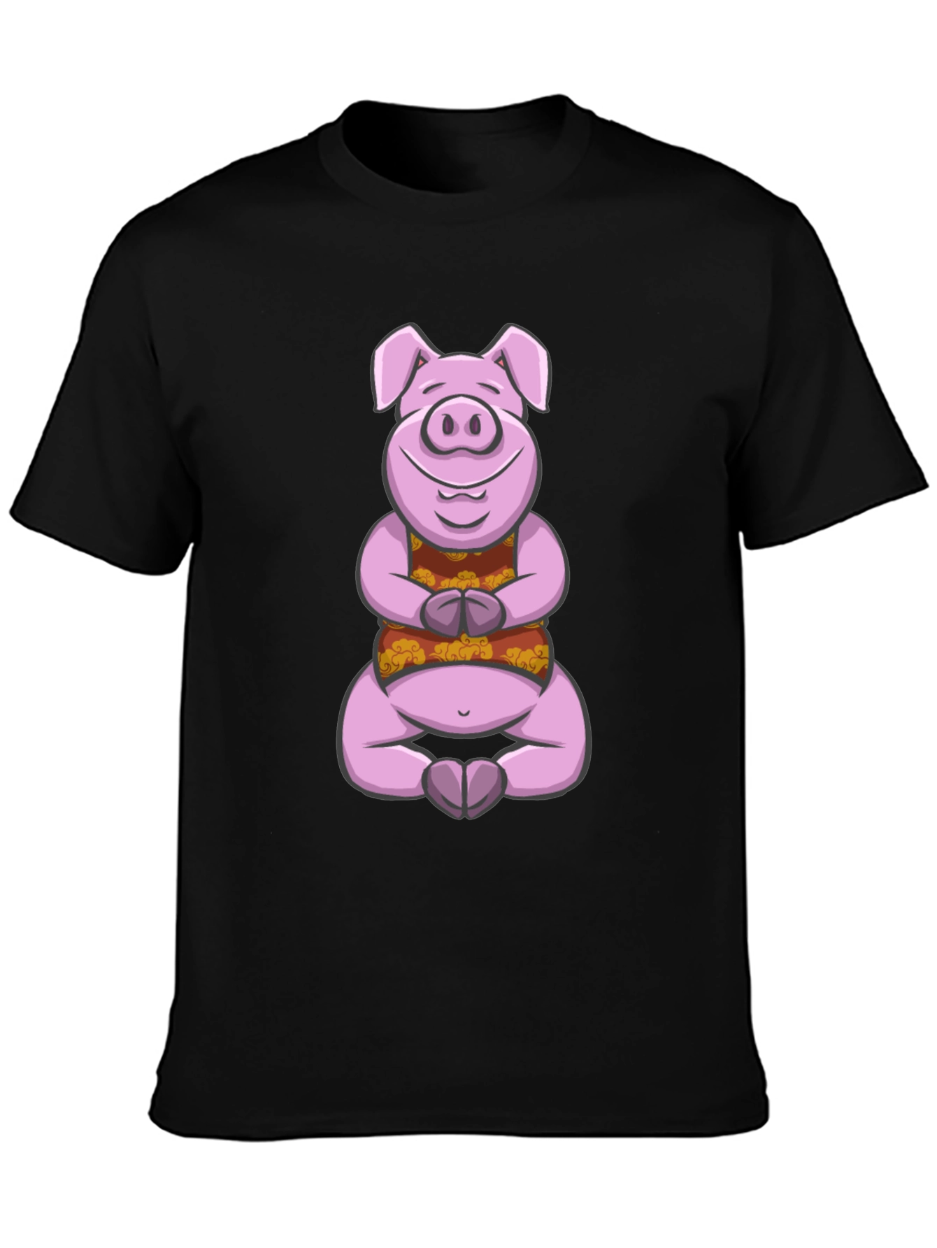 Meditating Pig T-Shirt - Zen Animal Design