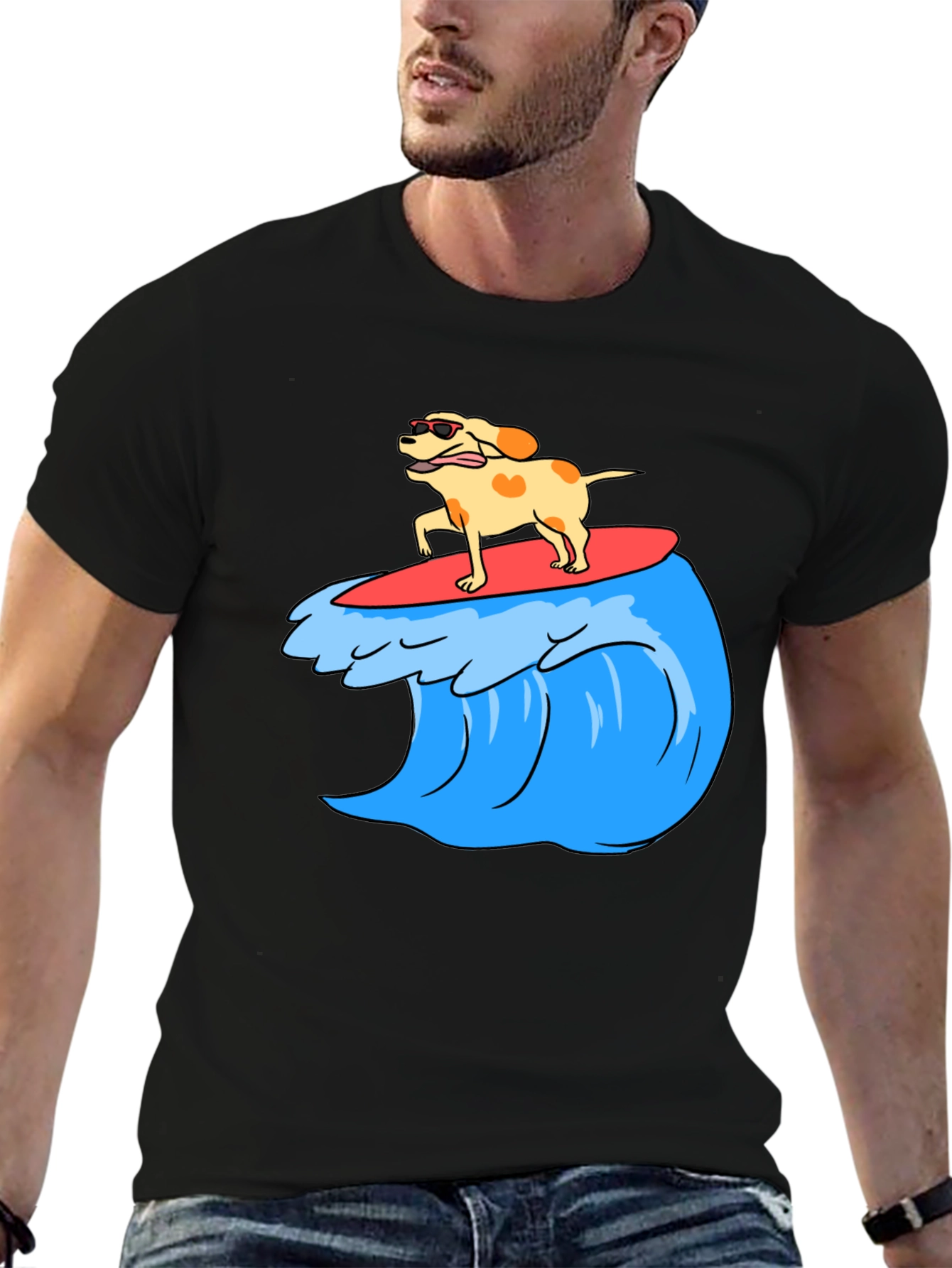 Dog Surfing Wave Graphic Tee