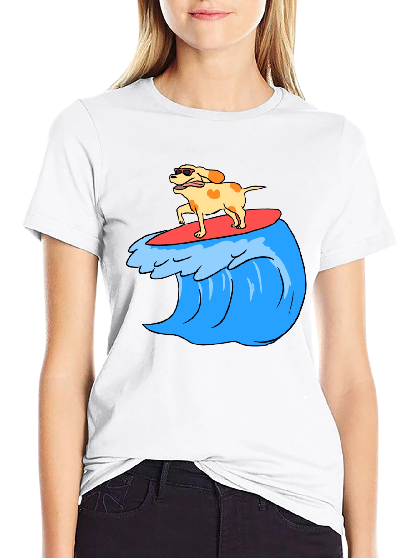 Dog Surfing Wave Graphic Tee