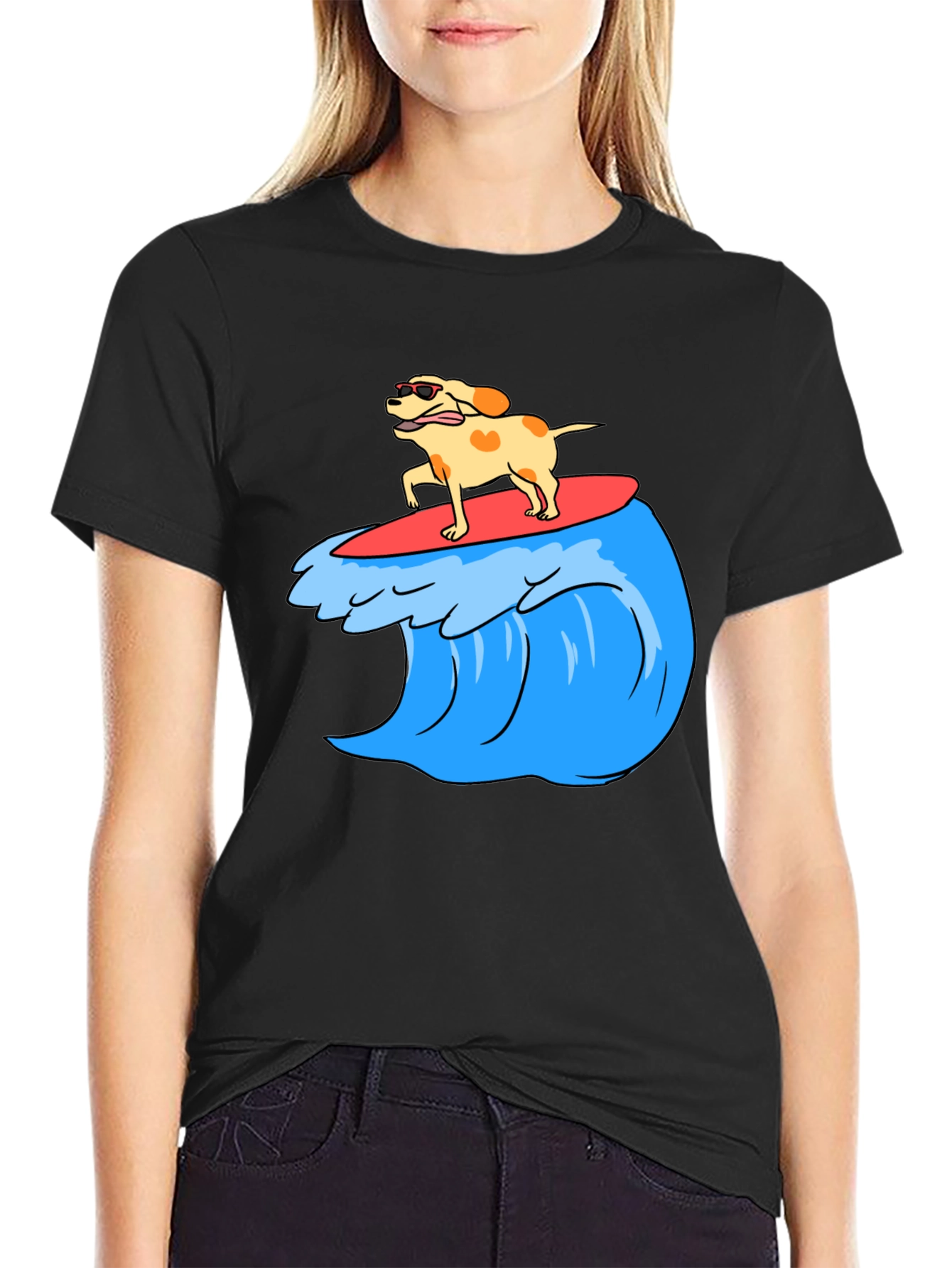 Dog Surfing Wave Graphic Tee