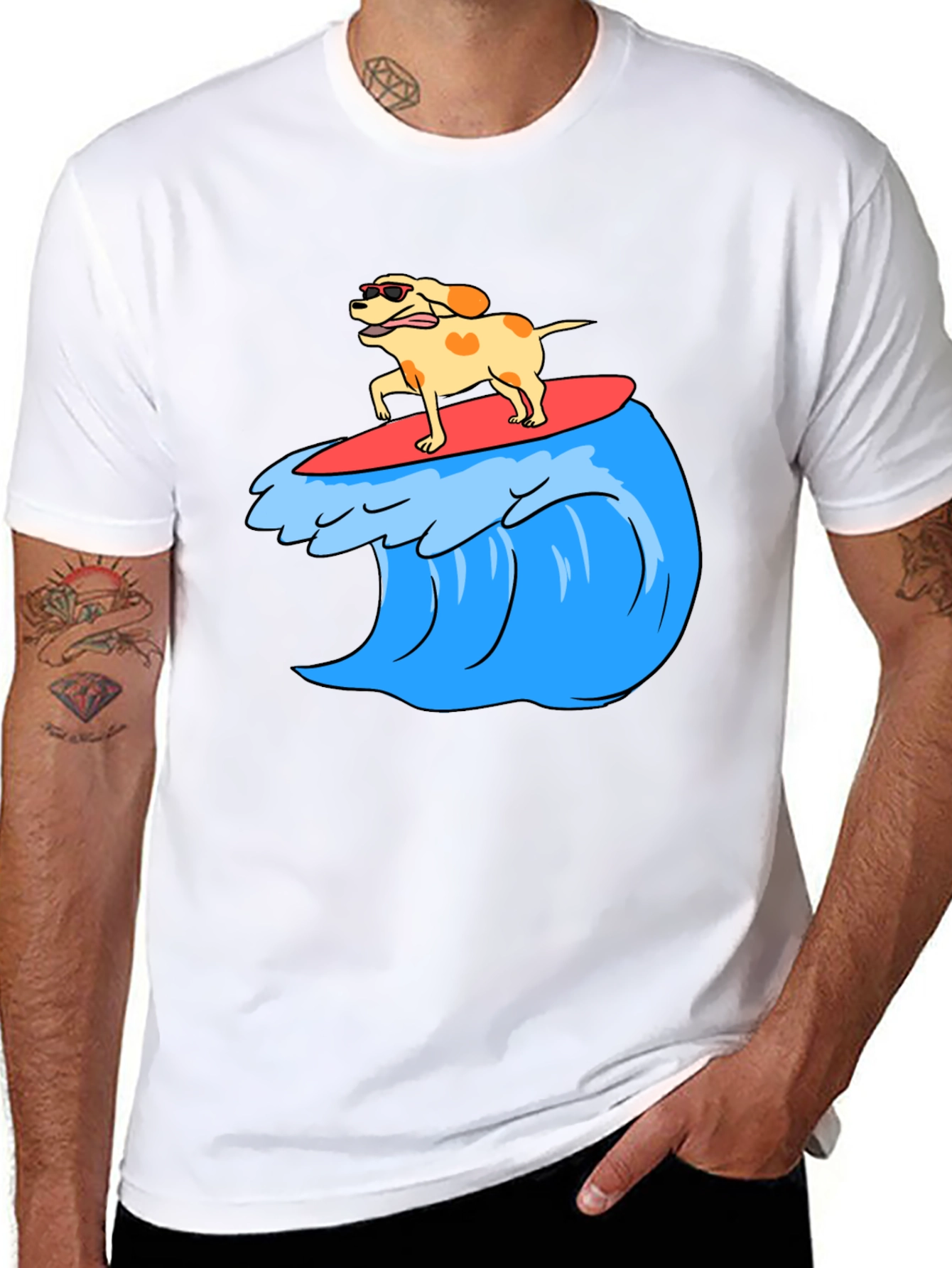 Dog Surfing Wave Graphic Tee