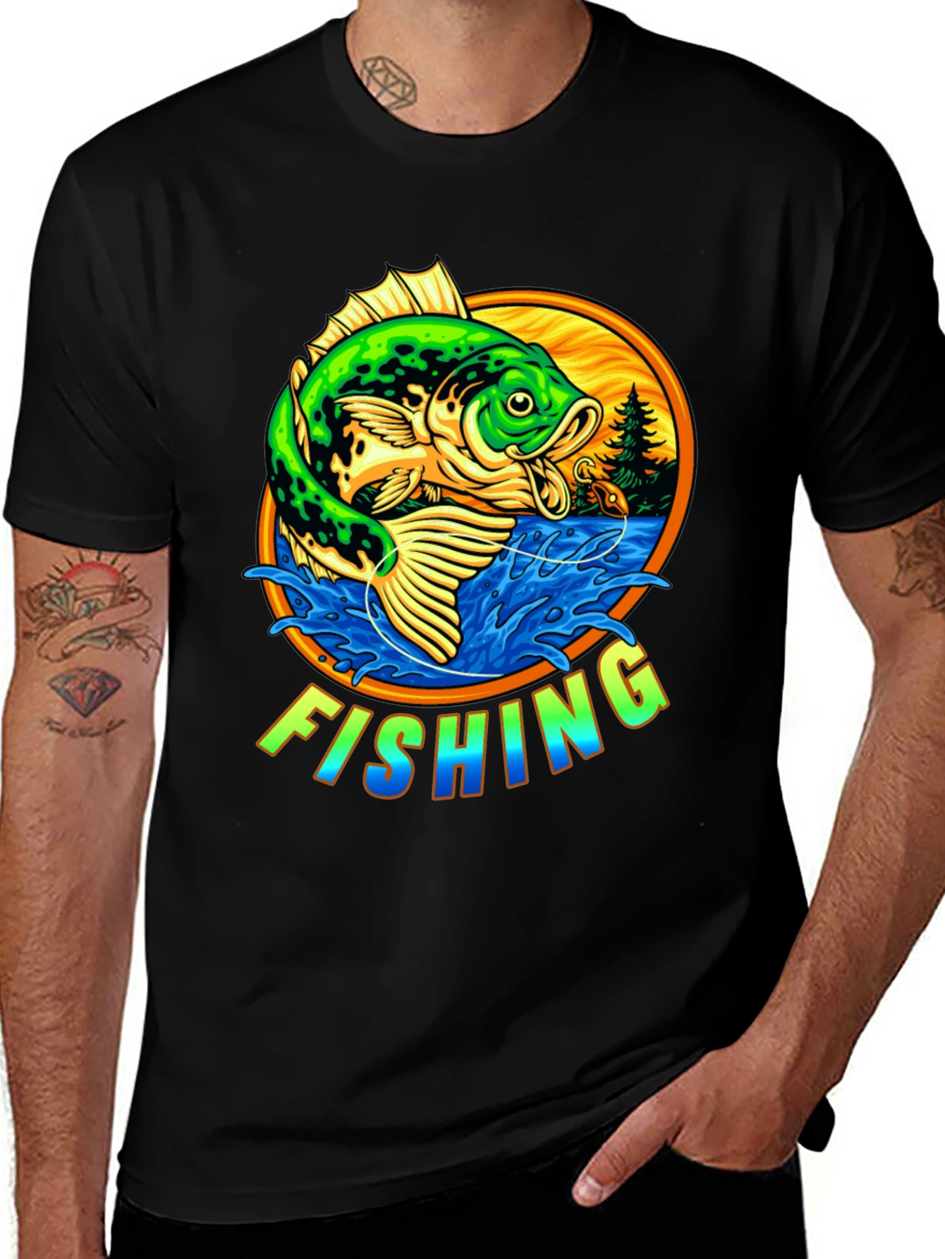Fishing Graphic T-Shirt - Bass Design