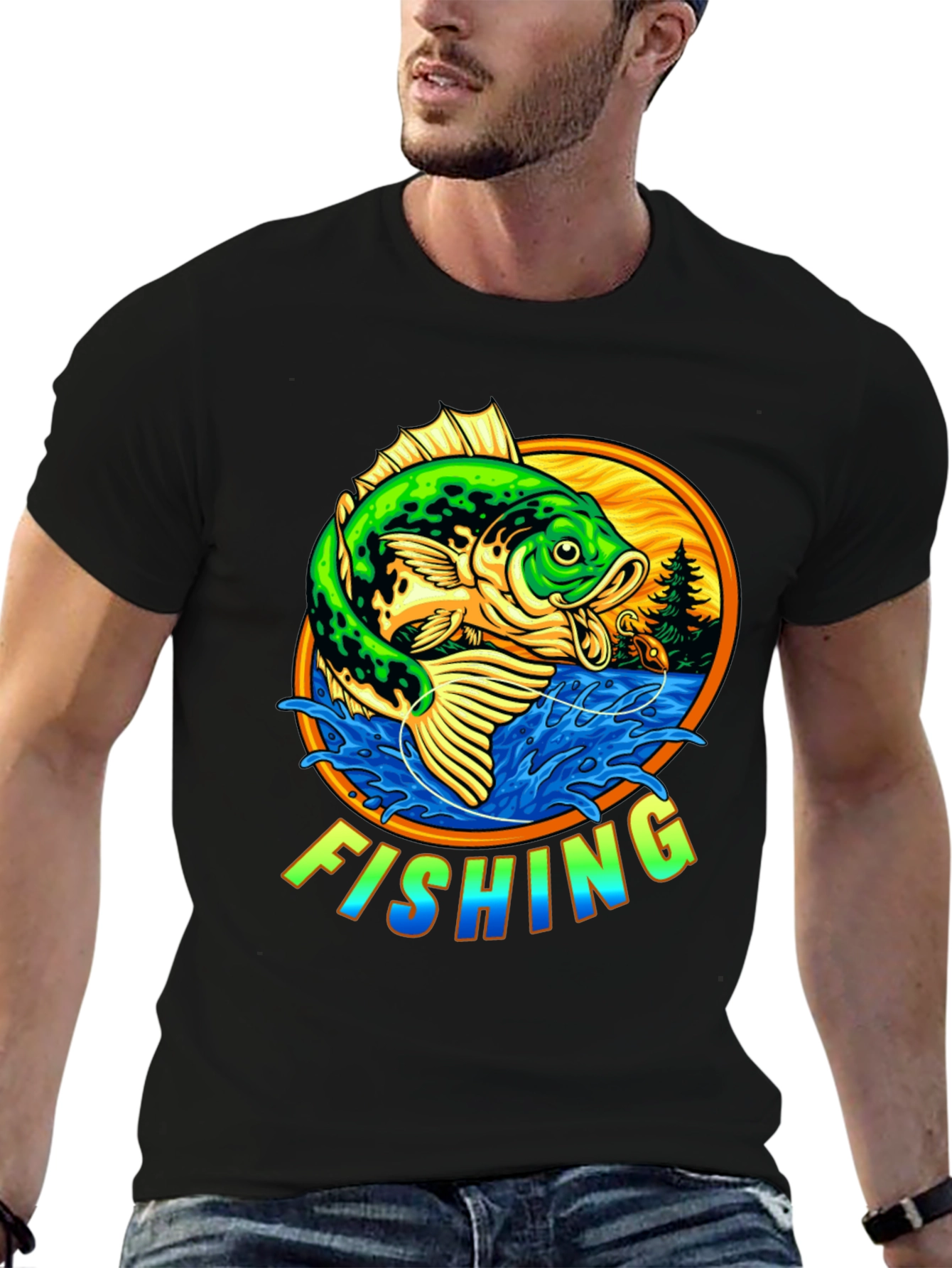Fishing Graphic T-Shirt - Bass Design