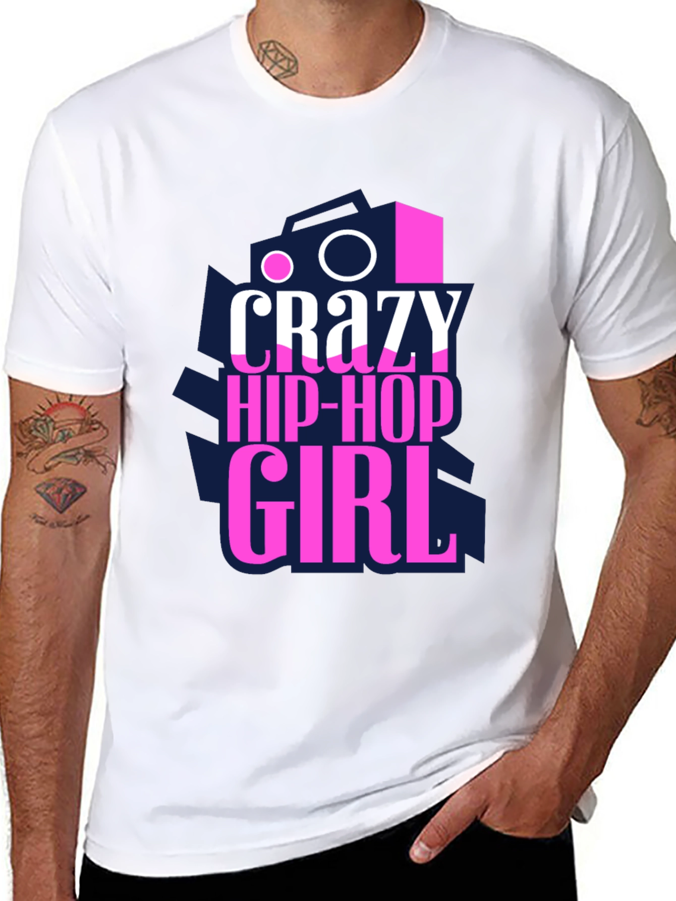 Crazy Hip-Hop Girl Graphic Tee - Black
